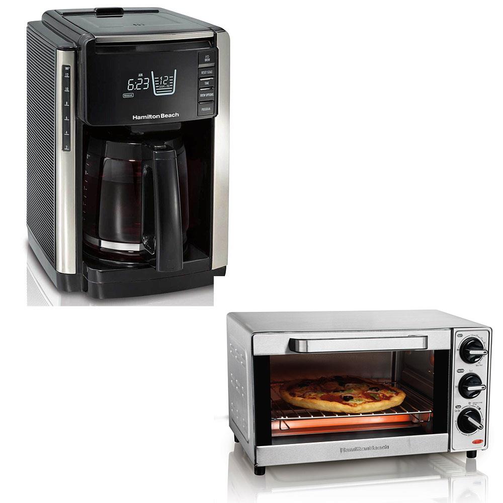  Hamilton Beach 2-in-1 Countertop Oven and Long Slot Toaster,  Stainless Steel & 2-Way 12 Cup Programmable Drip Coffee Maker & Single  Serve Machine, Black: Home & Kitchen