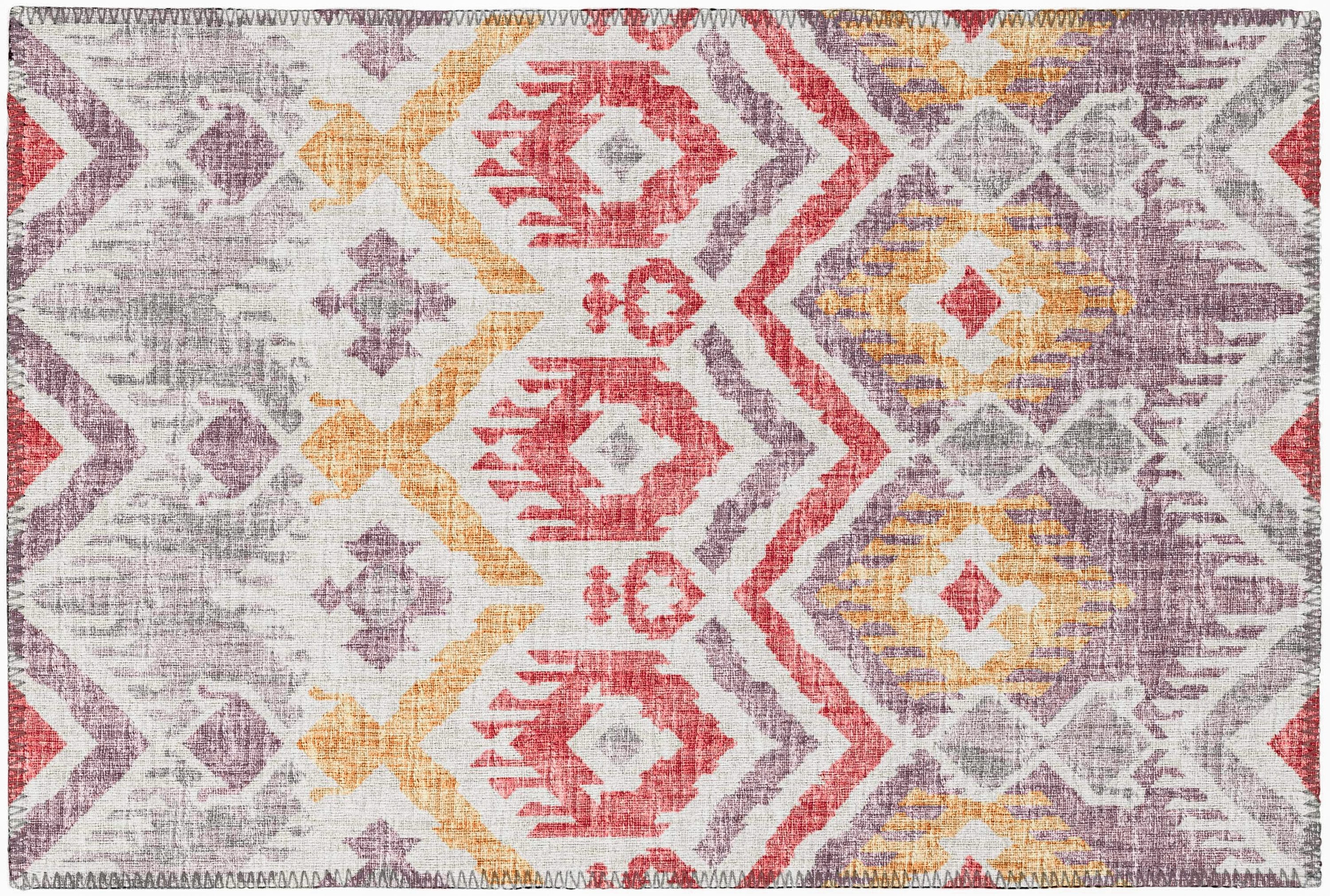 Addison Rugs AYU32PR20X30 Yuma 2 x 3 (ft) Chenille Purple Rectangular Indoor/Outdoor Ikat Moroccan Machine washable Throw rug