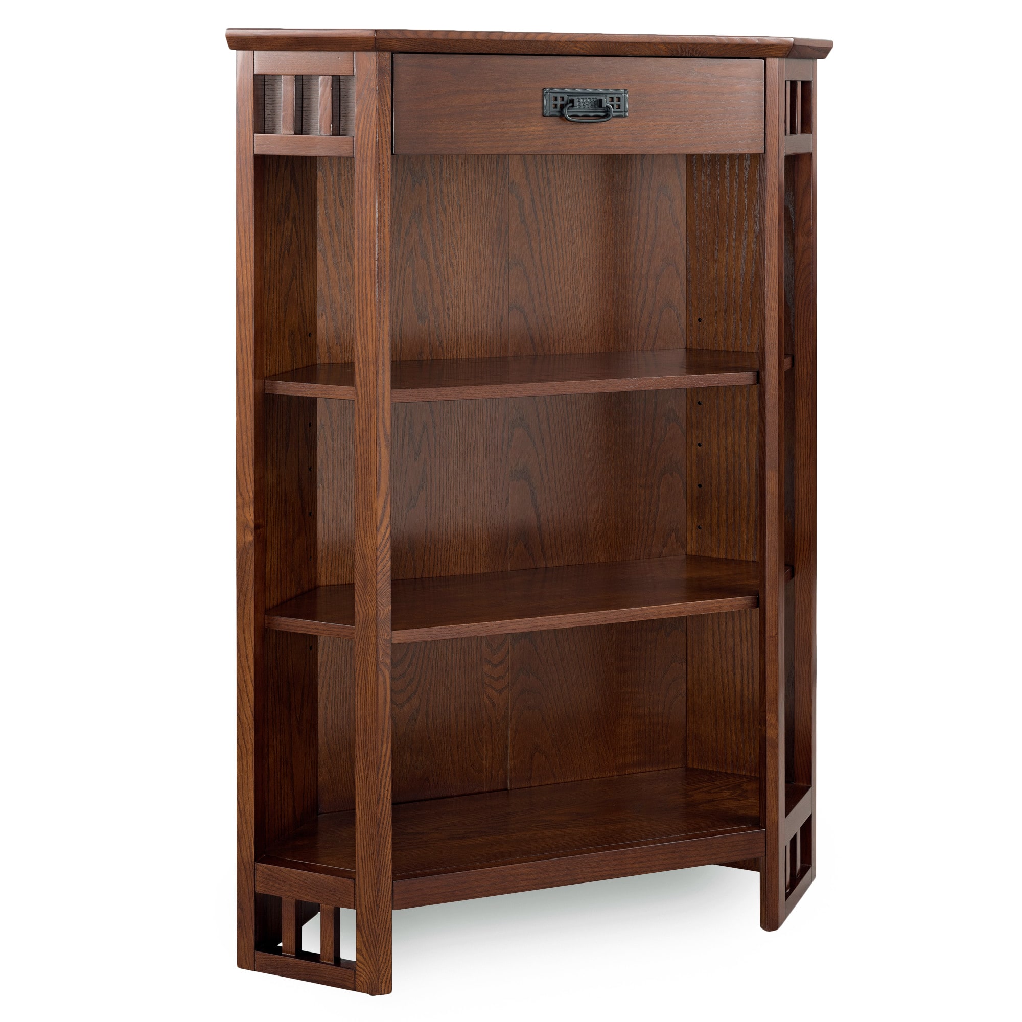 Leick Home 82263 BrownBronze Wood 3 -Shelf Corner Bookcase ( 30-Inches W x 50-Inches H x 12-Inches D ) Stained