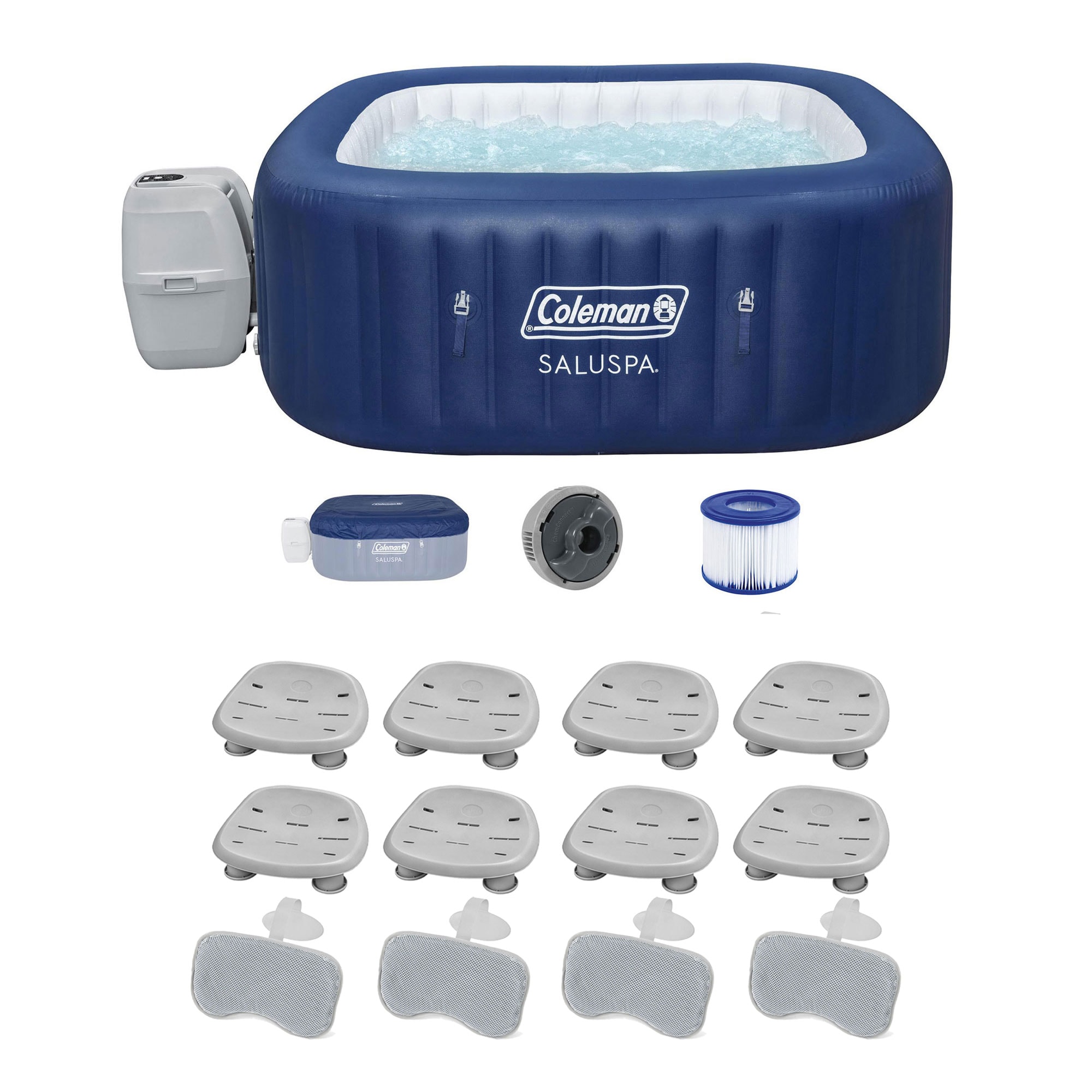 Bestway 396573 SaluSpa 140 Jet 6 -Person Inflatable Square Hot Tub (Cover Included)
