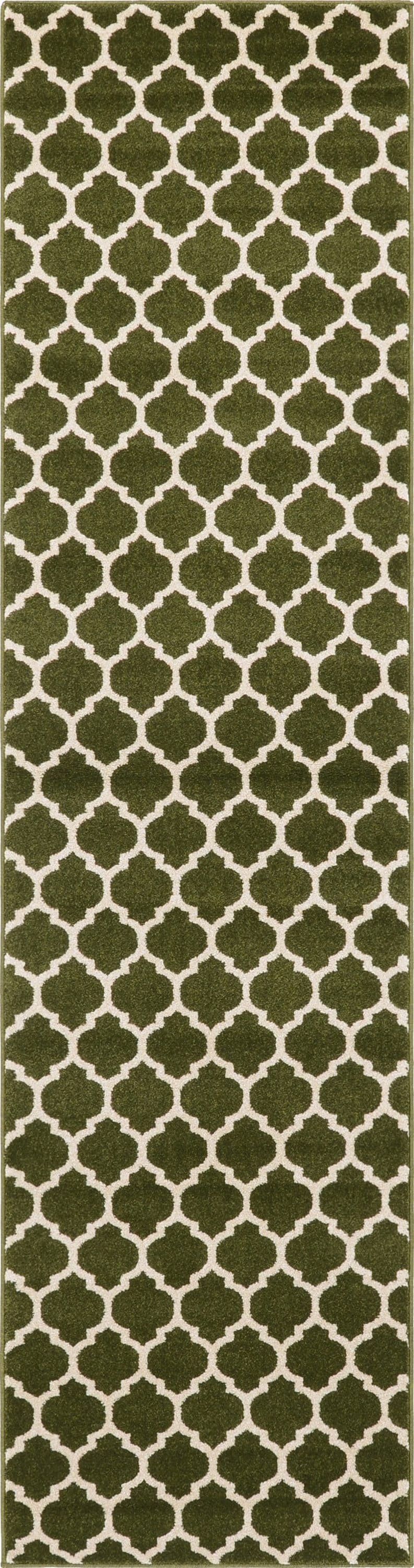 Unique Loom 3116353 Philadelphia Trellis 3 x 10 (ft) Loomed Polypropylene Dark Green/Beige Rectangular Indoor Geometric Industrial Runner rug