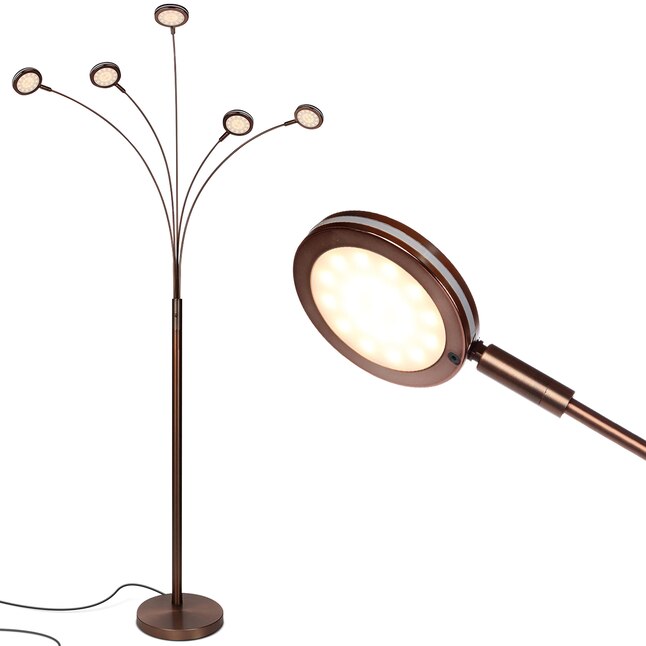 Brushed Bronze Multi Head Floor Lamp, Multiple Adjustable Arm Floor Lamp