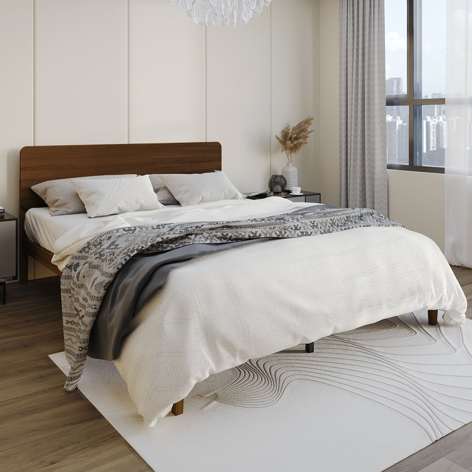 CasePiece C262FPL-WN-WD Walnut Full Wood Platform Bed