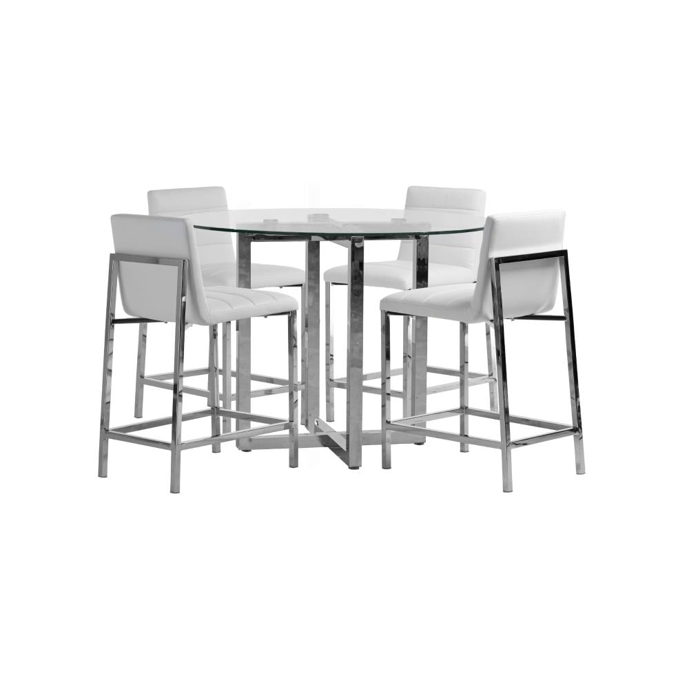 Modus Furniture 1AA470M Amalfi Set of 2 White Counter height Upholstered Metal Bar Stool