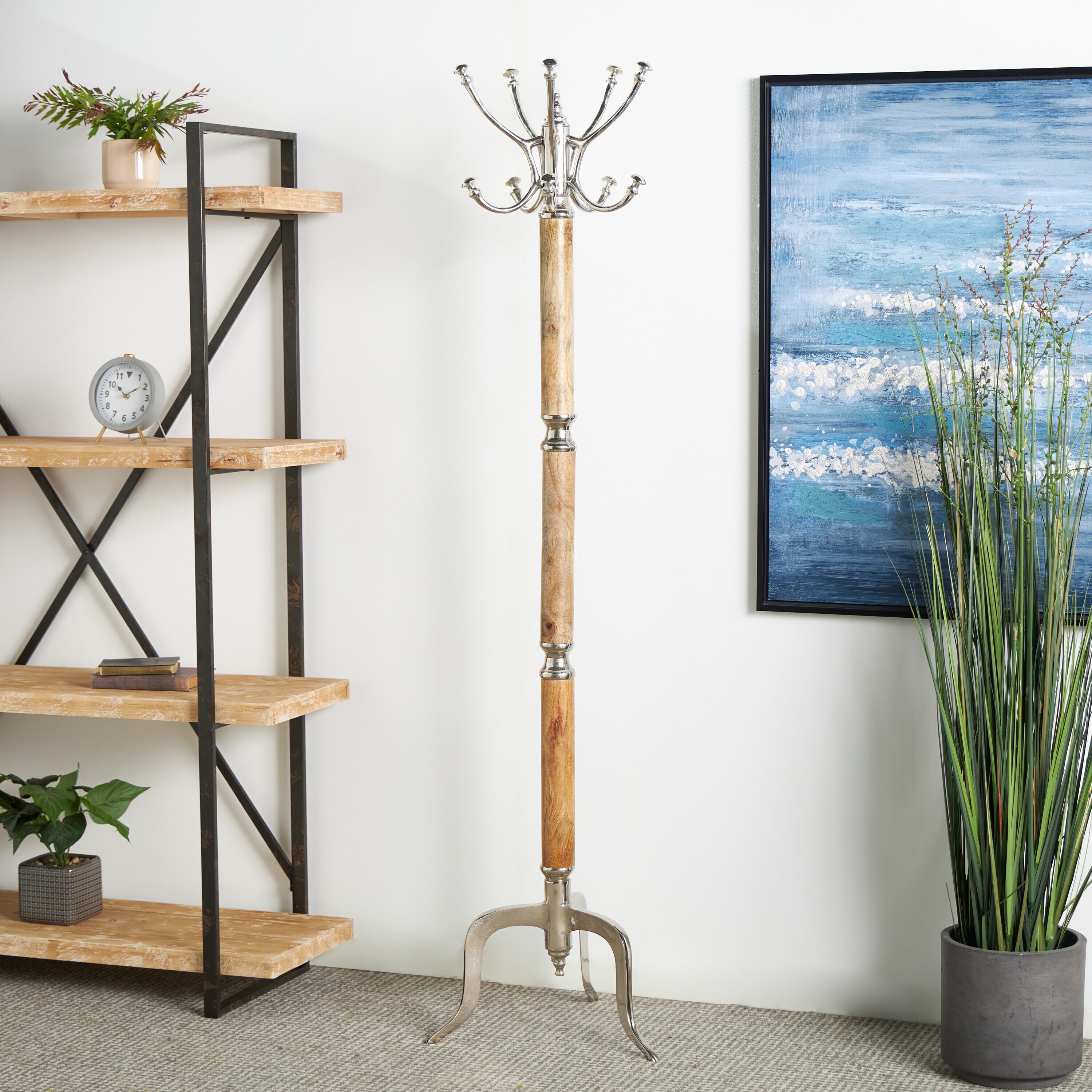 Grayson Lane 37684 Silver Aluminum 5 -Hook Coat rack