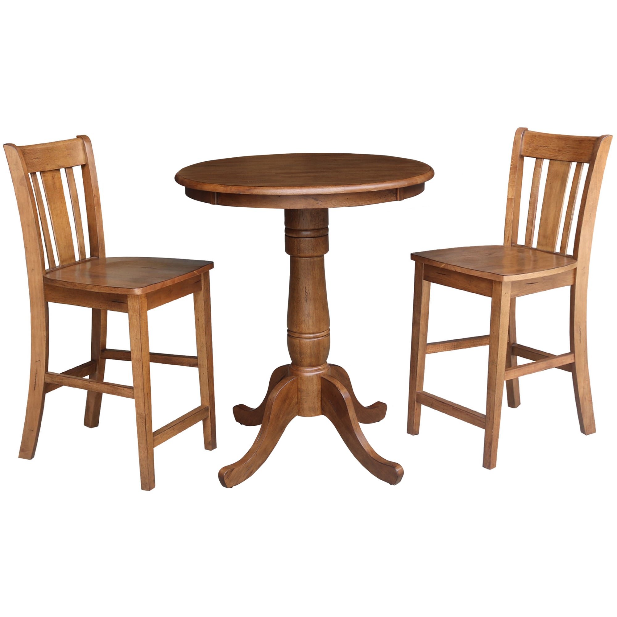 International Concepts K42-30RT-6B-S102-2 Distressed oak Traditional Dining Room Set with Round Table ( Seats 2 )