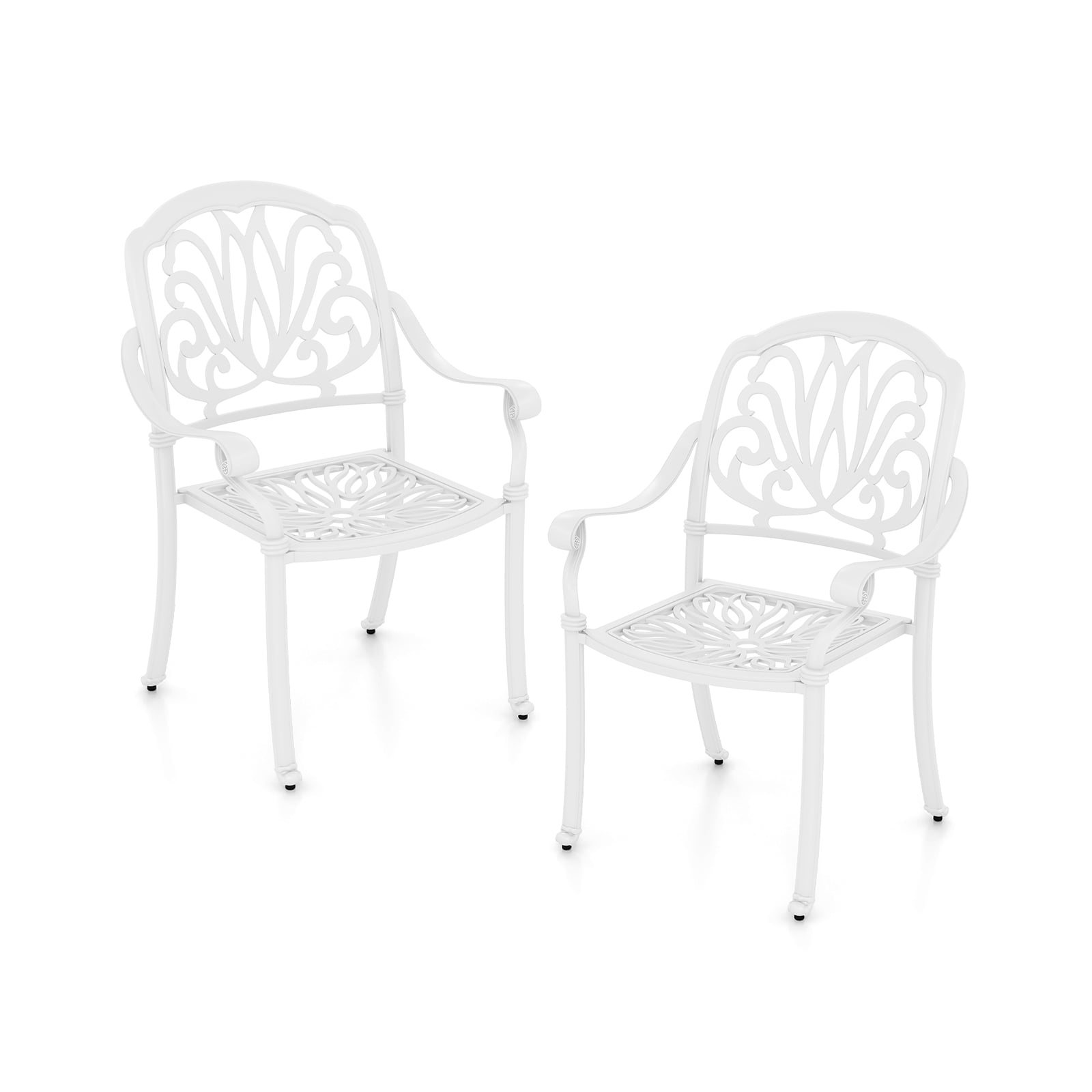 LIVIZA TDS11298BS-2 Set of 2 White Aluminum Frame Stationary Conversation Chair with White Solid Seat