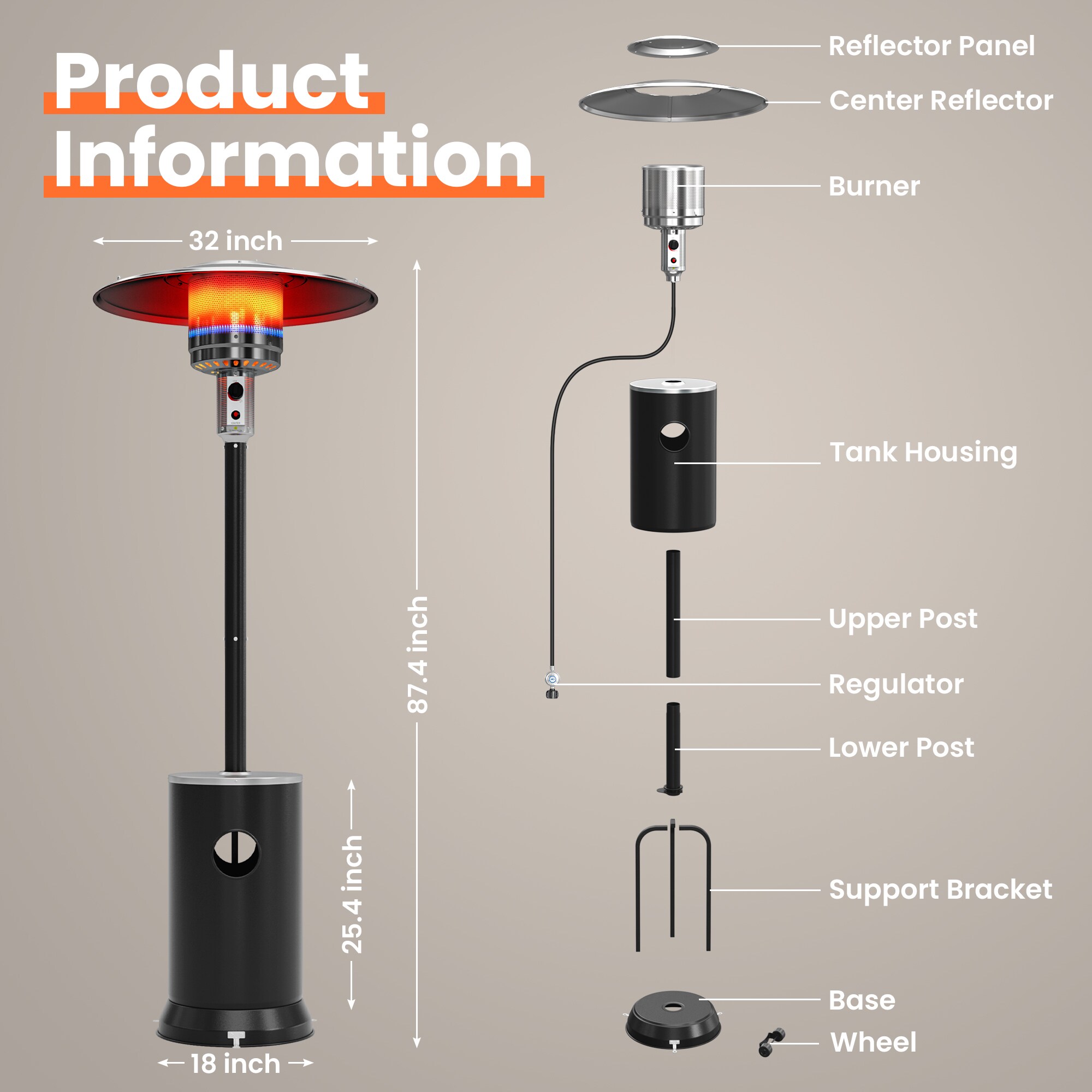 PamaPic PH-SXH-ML1 Outdoor-Gas-Patio-Heaters - View #8