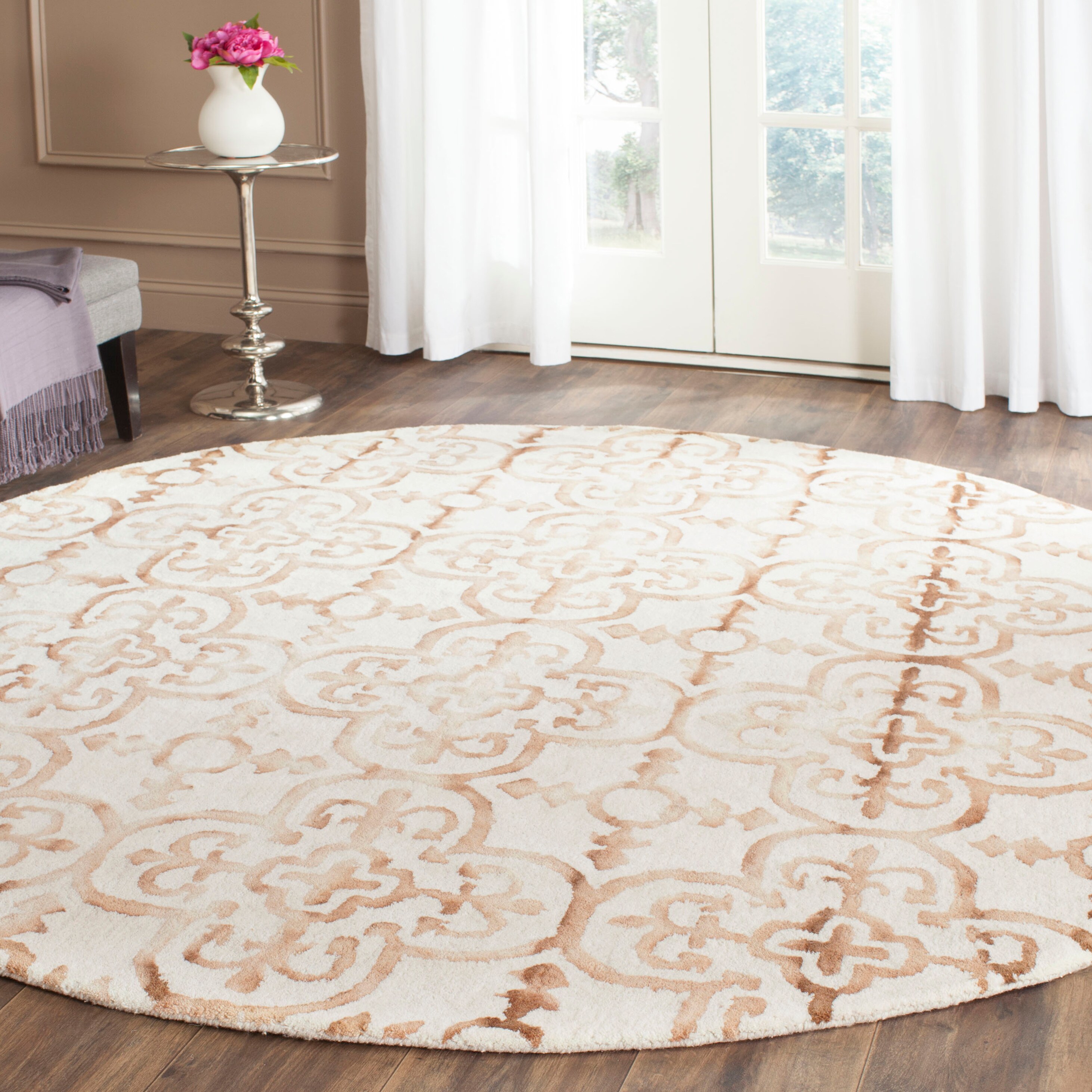  Dip Dye 711 Ivory/Camel Contemporary 7ft x 7ft Round Rug