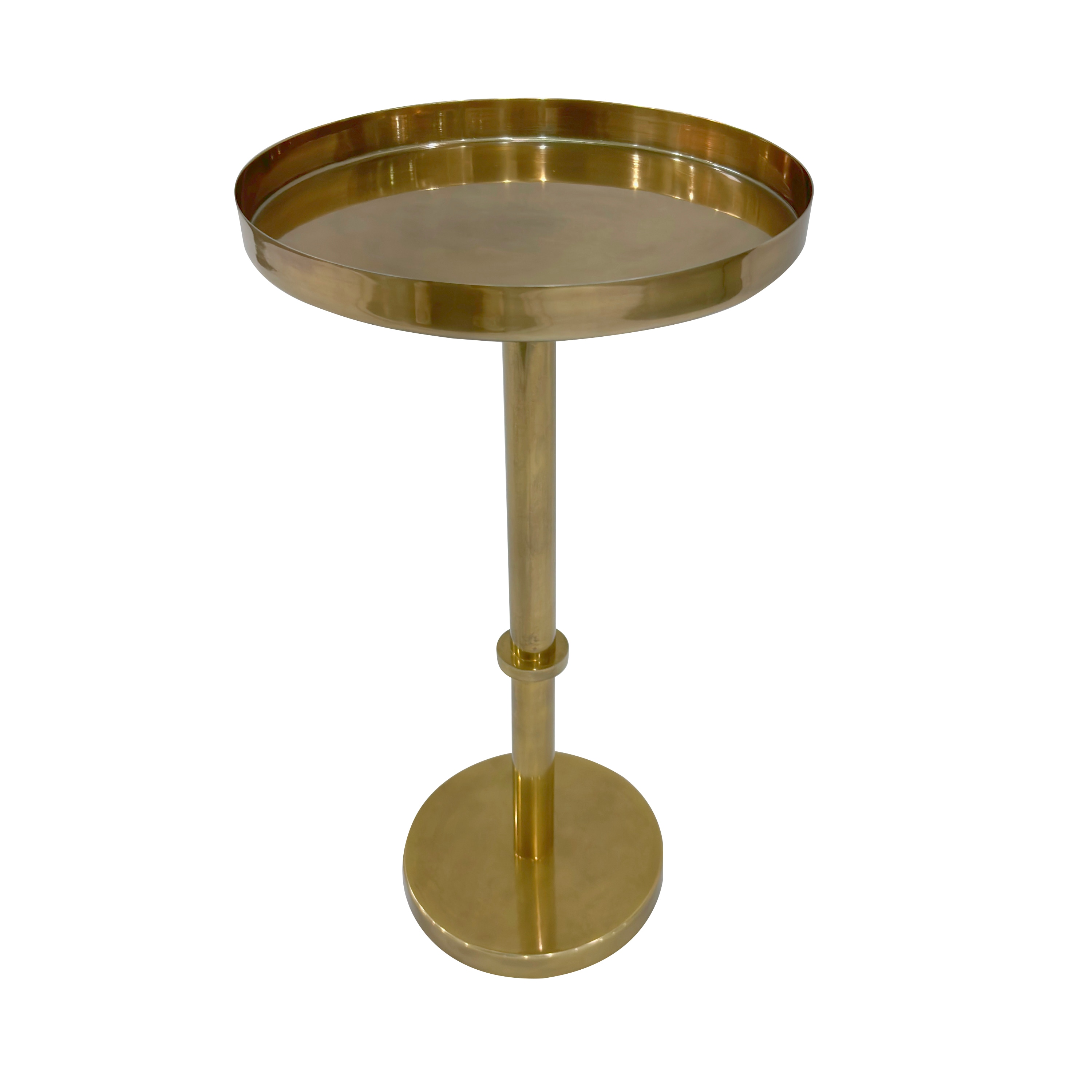 Benzara UPT-297049 12-in W x 22-in H Brass Metal Round Modern End Table Assembly Required