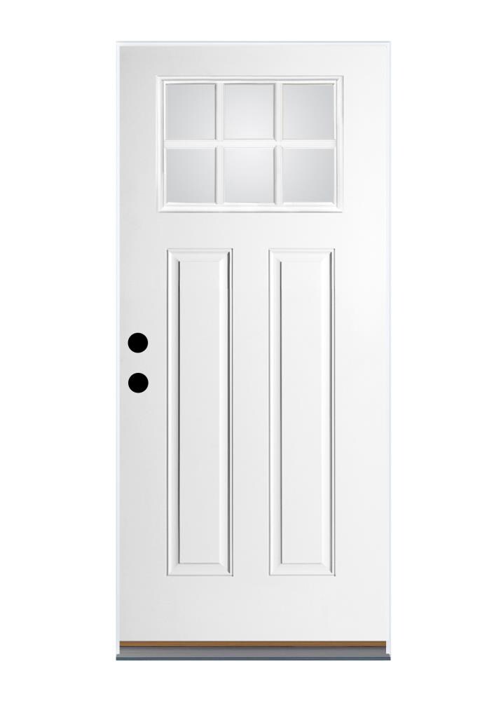 Therma-Tru Benchmark Doors B28SD8UCR6LEKVRN6 32-in x 80-in Fiberglass Craftsman Right-Hand Inswing Ready To Paint Front Door Insulating Core