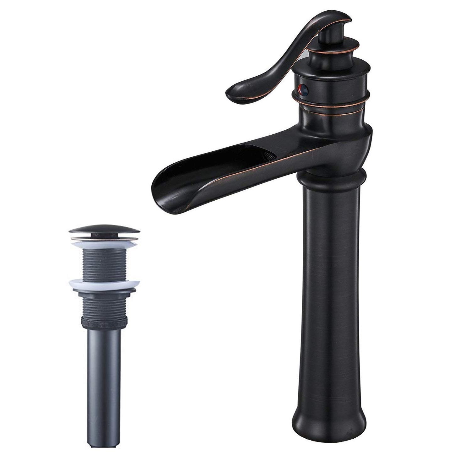 Oil Rubbed Bronze Bathroom Faucet Glass Waterfall  Vessel Basin Sink Mixer Taps 