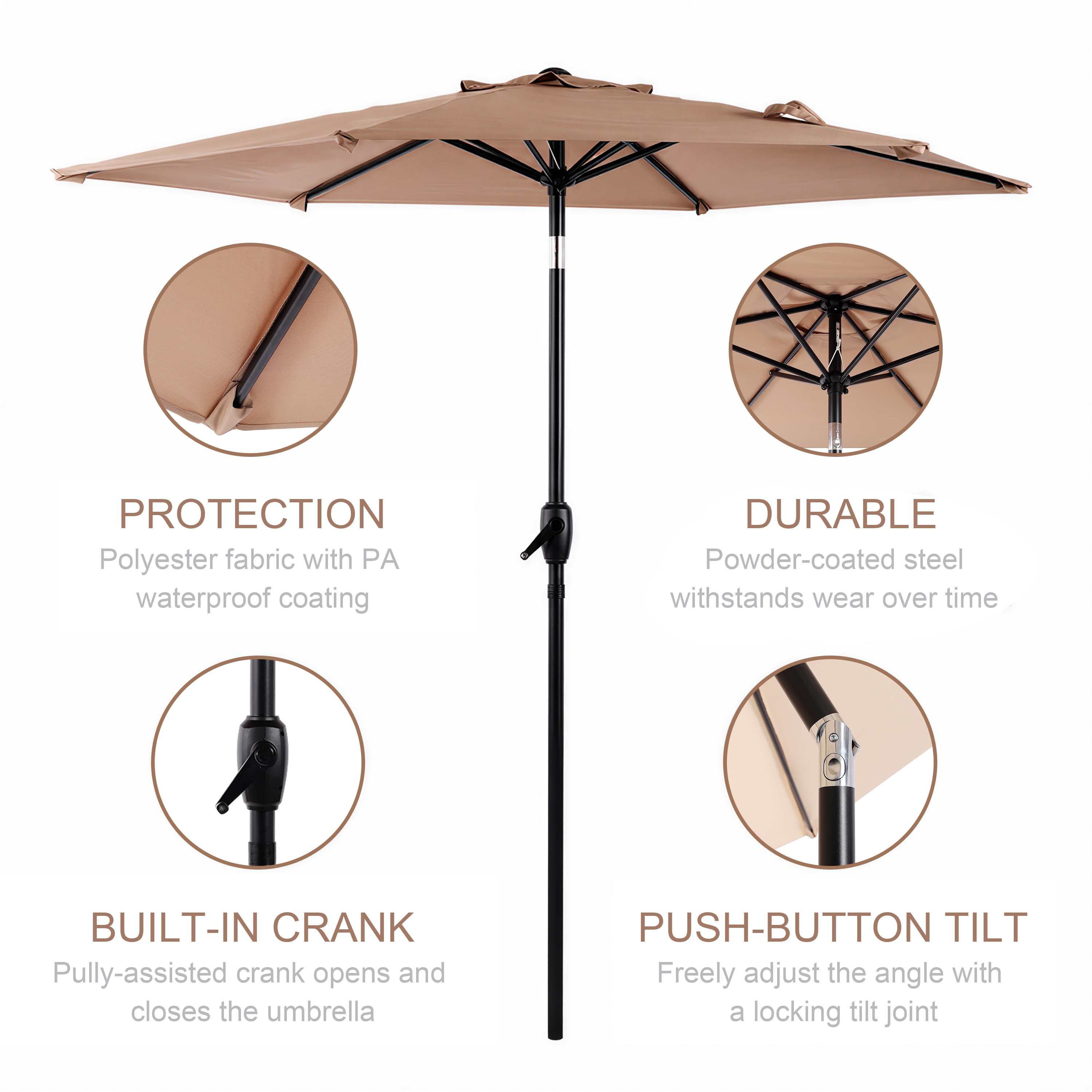 high wind resistant patio umbrellas Northroad 8ft Large Beach Umbrella w/Sand Anchor Vent Tilt, Heavy Duty w/Carry Bag,UV 50+ Sun Protection Portable Sunshade Umbrellas for Garden Pool Backyard : Patio, Lawn manufactured and designed to Color:Dark Sea/Tan Height: 15 Adjustable Outdoor Deck Umbrella