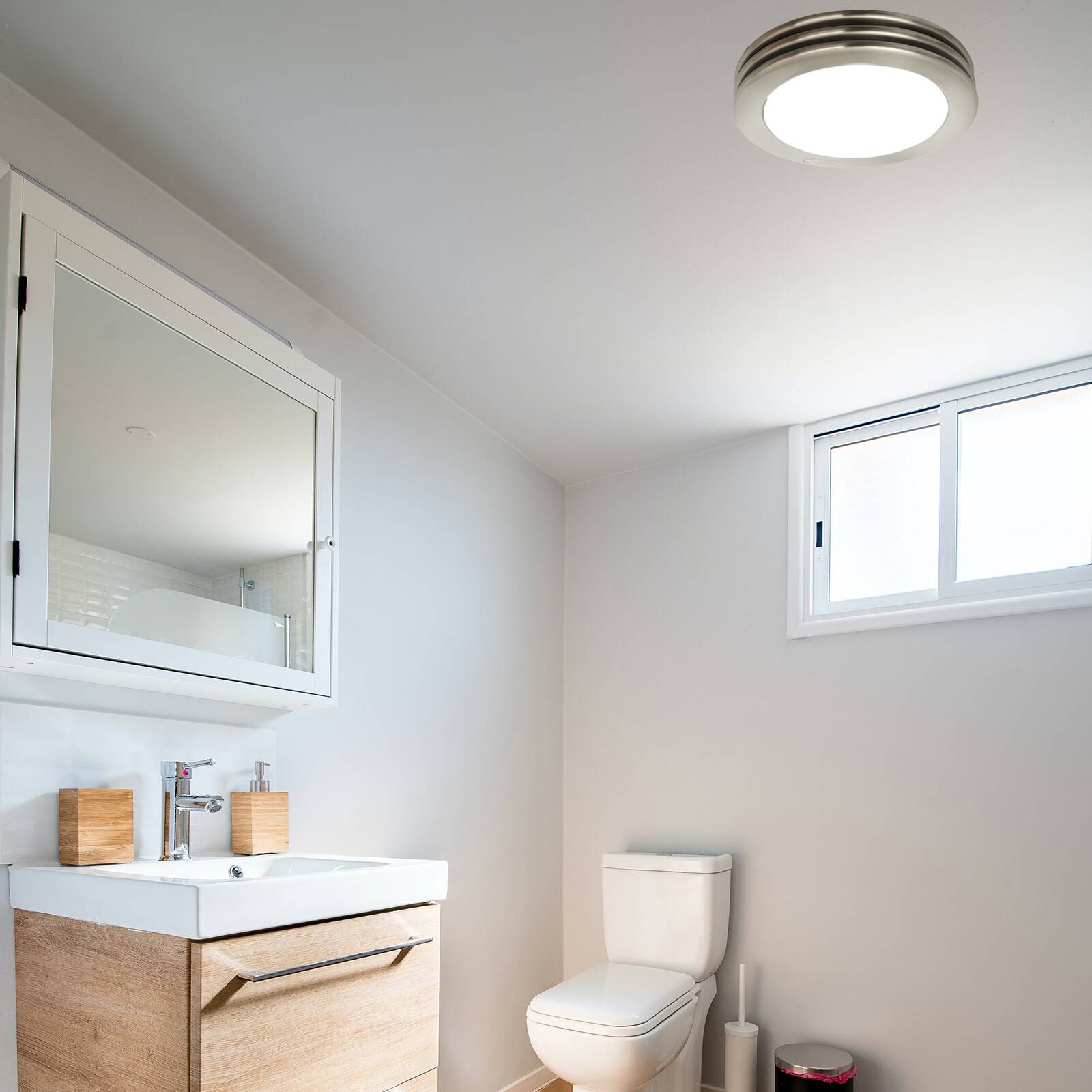 Akicon Bathroom fan with lights 2-Sone 80-CFM Brushed Nickel Decorative ...