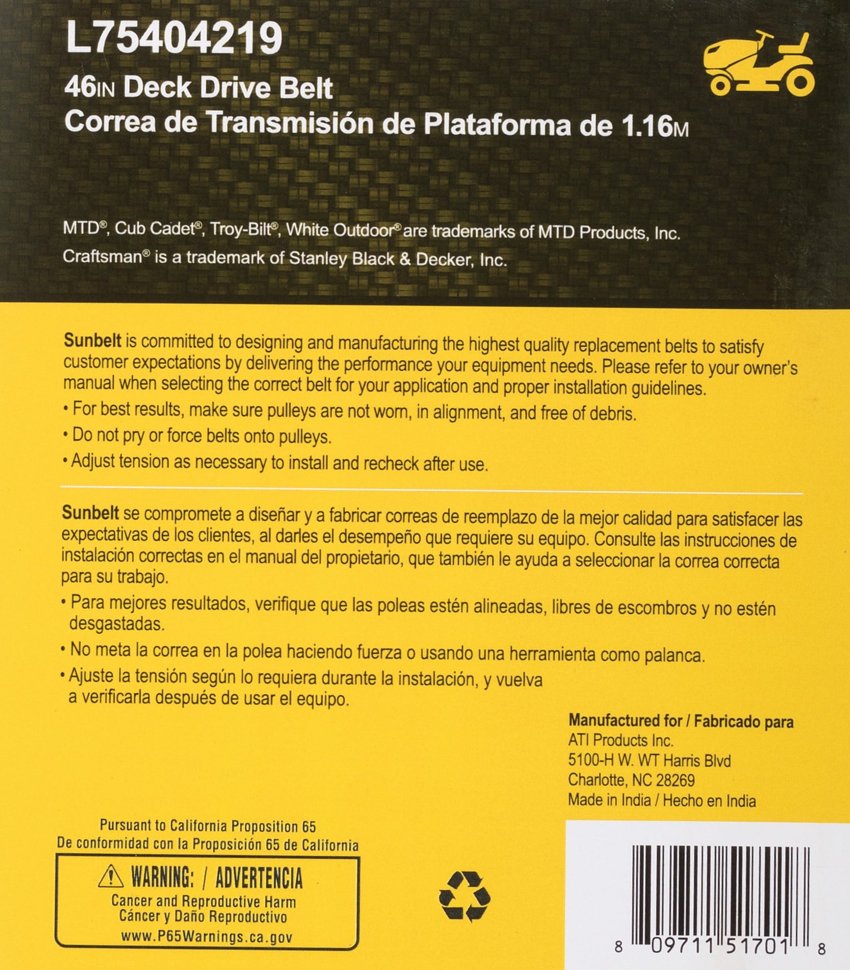 Sunbelt L75404219 Riding-Mower-Belts - View #6