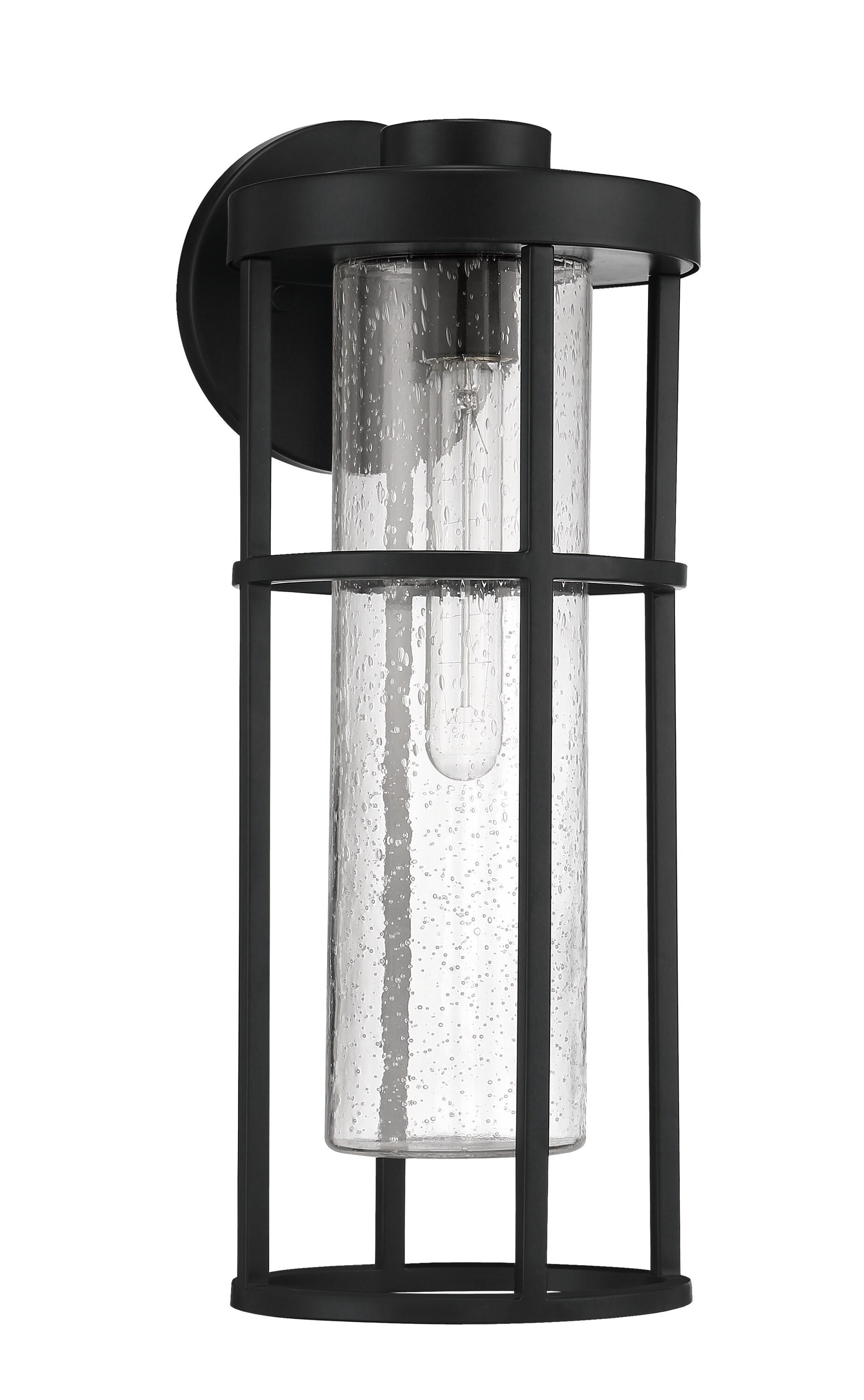 Craftmade Black Steel Outdoor Wall Light with Clear Glass Shade
