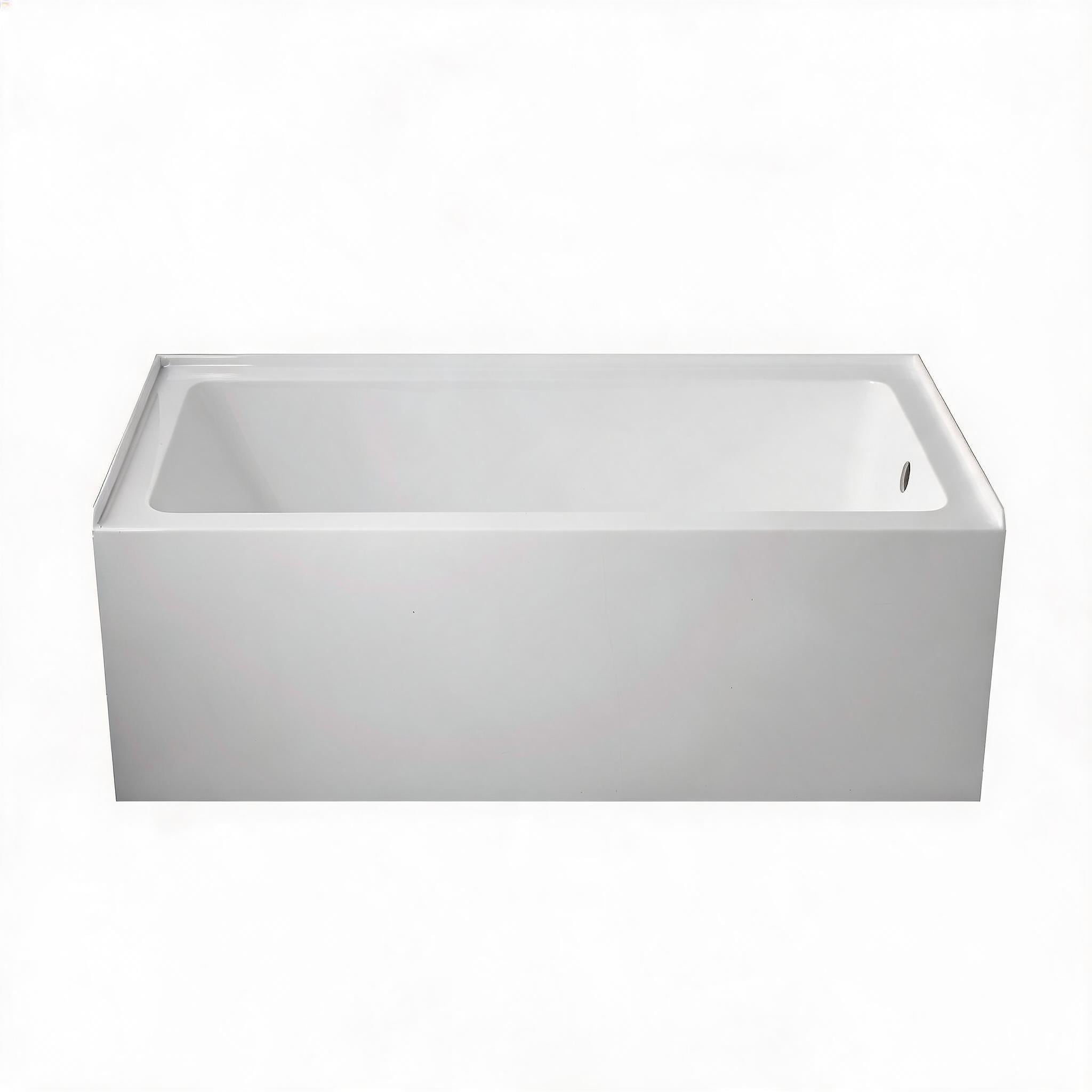 LIVACA - 60 inch x 32 inch Glossy White Acrylic Alcove Bathtub with Integral Apron and Right Drain