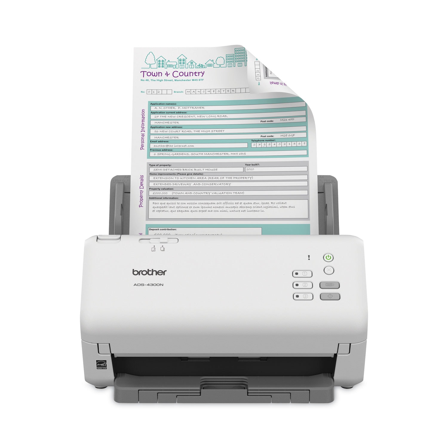 Brother ADS-4300N Professional Desktop Scanner 600 dpi Optical Resolution 80-Sheet Auto Document Feeder #ADS-4300N