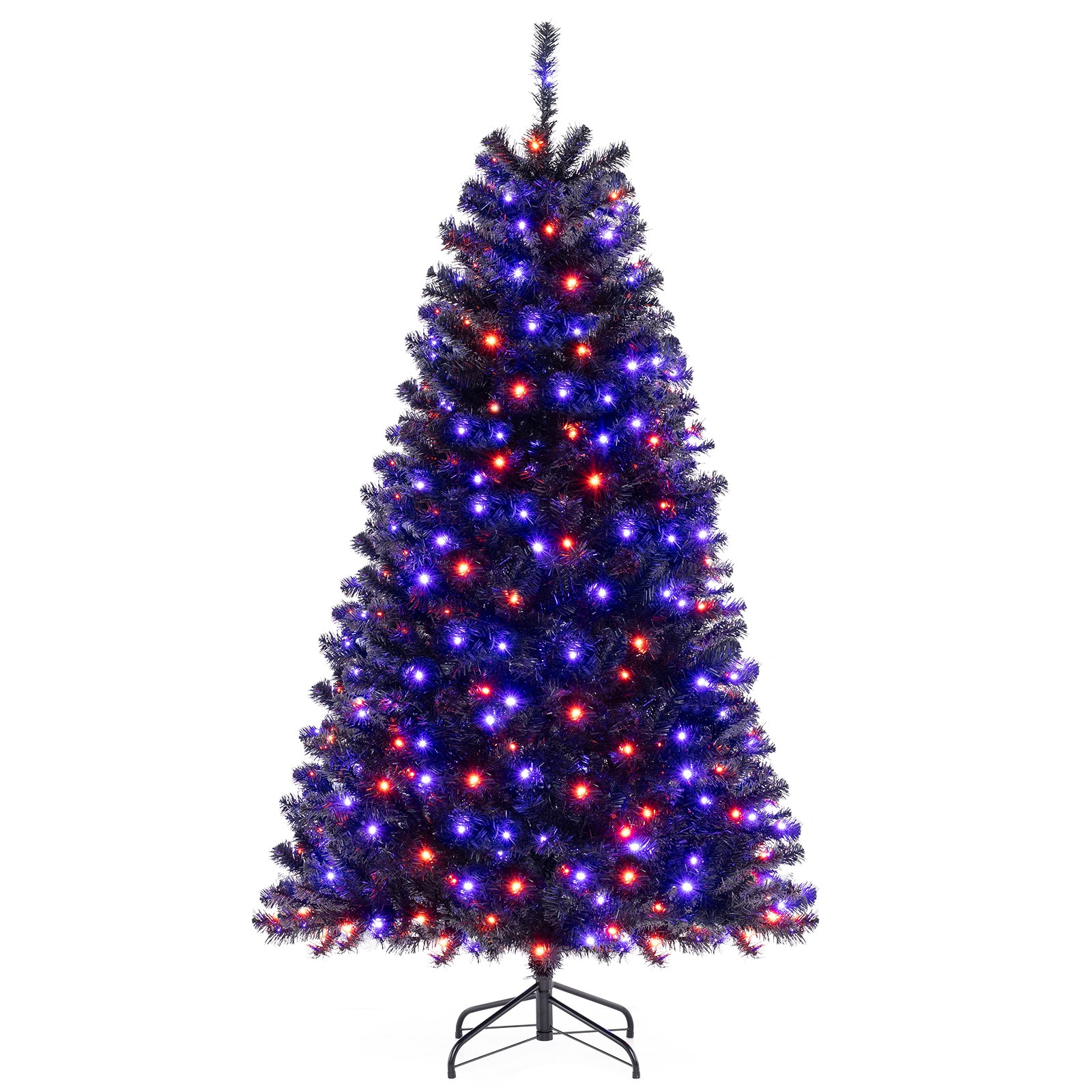 LIVIZA HYG24962US-S 6-ft Pre-lit Black Artificial Christmas Tree with Purple LED Lights