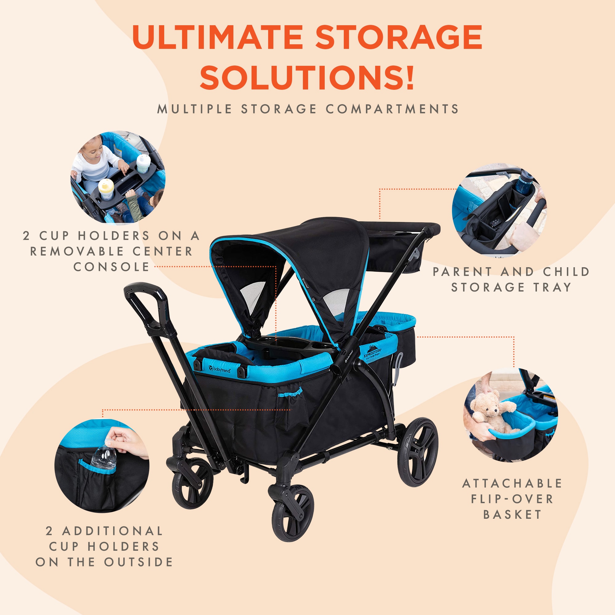 Baby Trend Kids Expedition 2-in-1 Stroller Wagon Plus - Ultra Marine