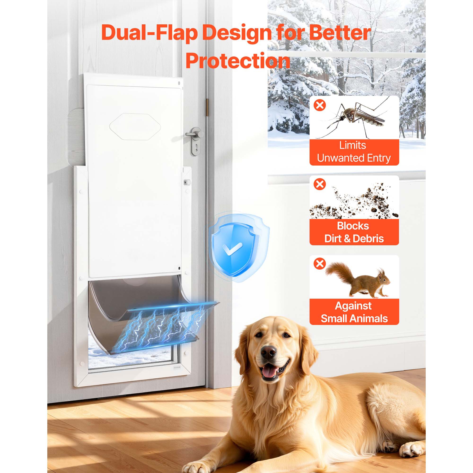 GIVIMO X-Large Pet Door with Double Magnetic Flaps and Metal Frame