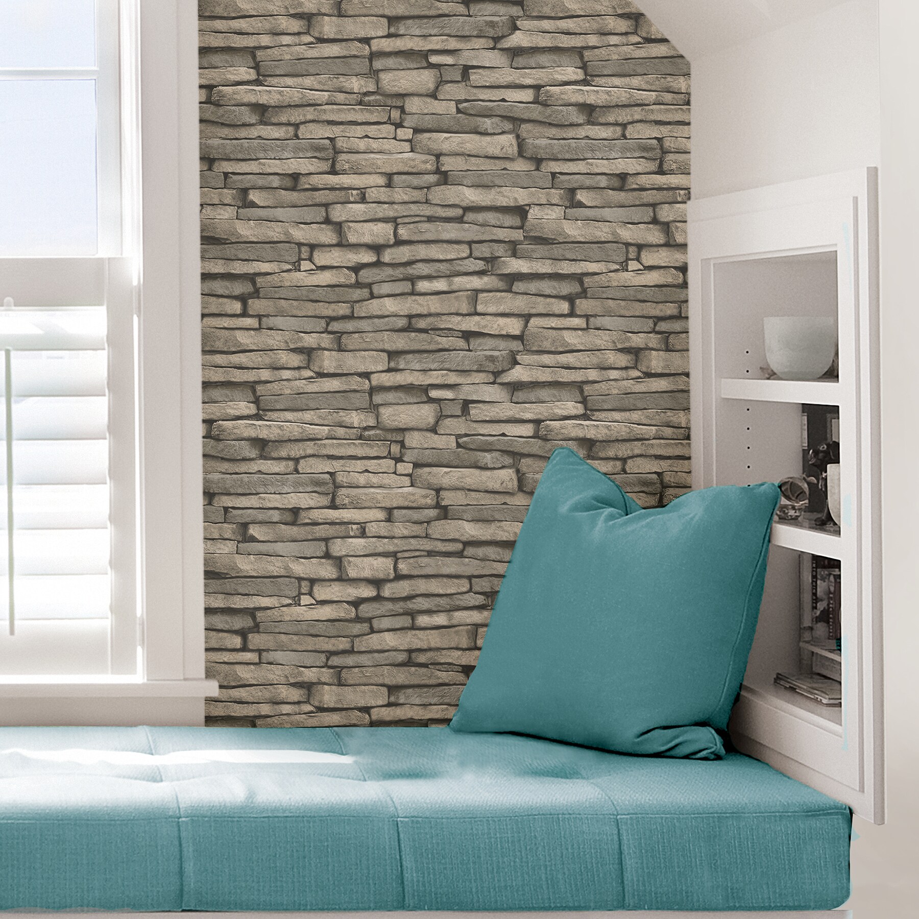 InHome 28.2-sq ft Brown Vinyl Stone Self-adhesive Peel and Stick