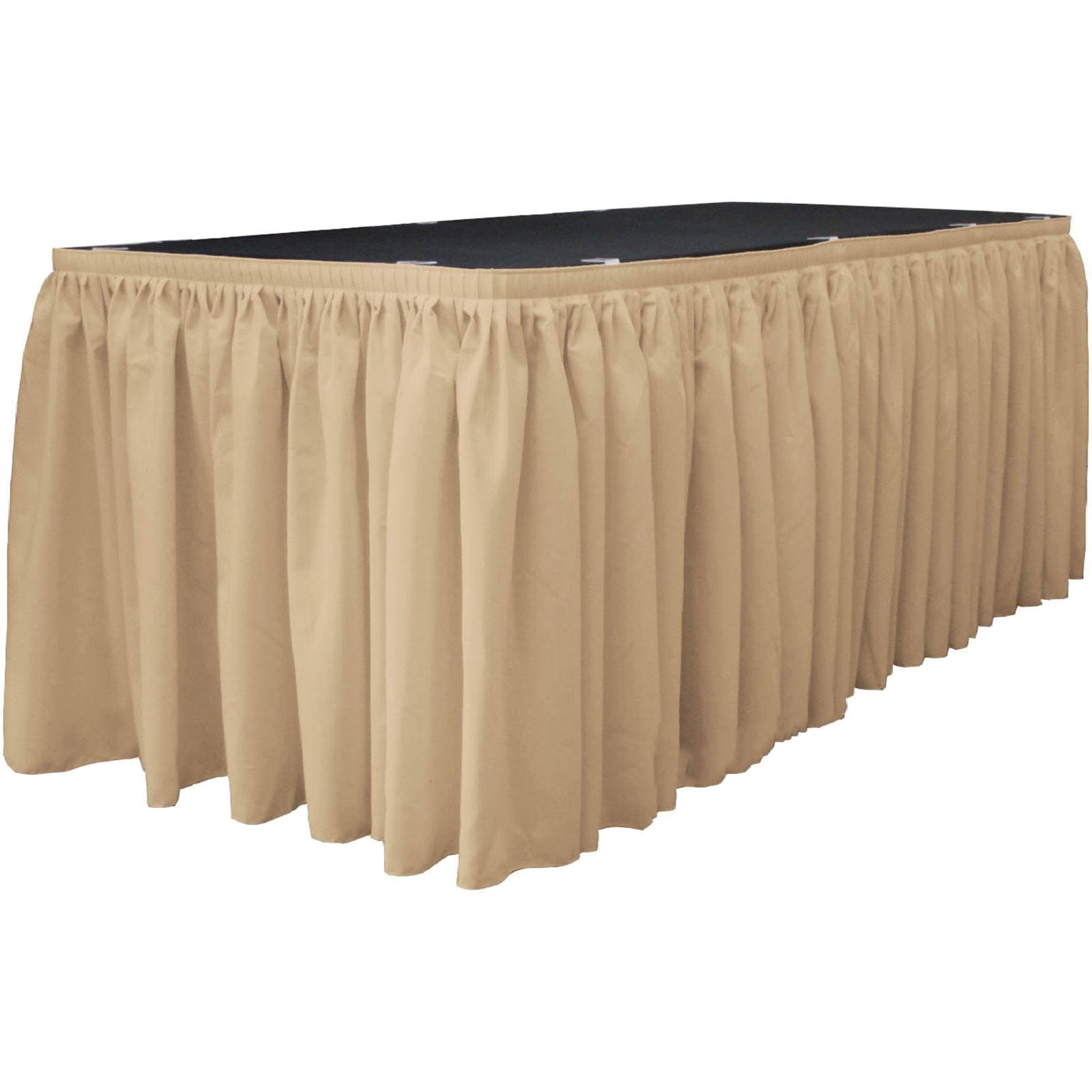 Slickblue Indoor Outdoor Event Setup Polyester Poplin Table Skirt with Hook and Loop Clips for Banquet Tables Multiple Size and Color Options