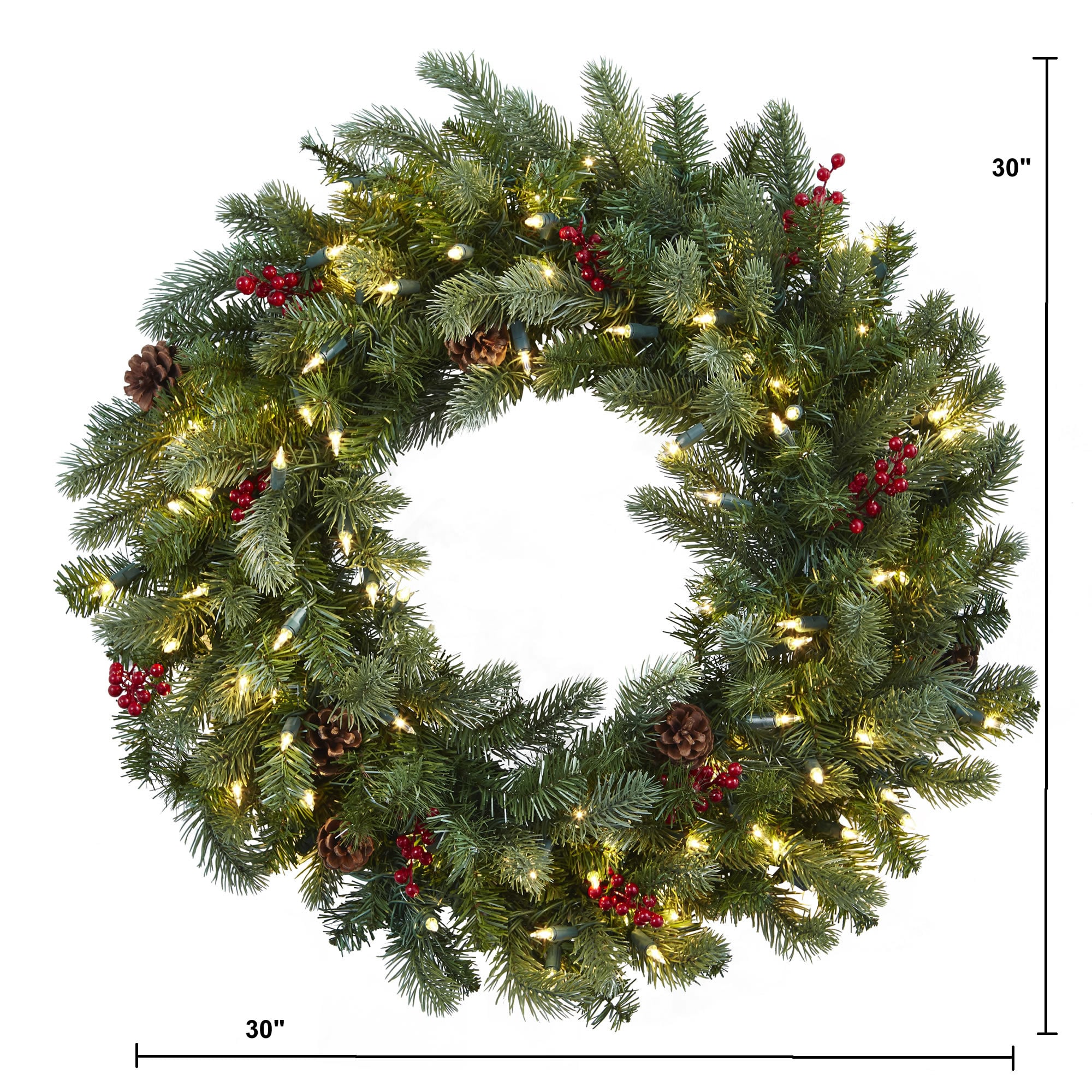 Nearly Natural 30-in Pre-lit Indoor Green Pine Artificial Christmas ...