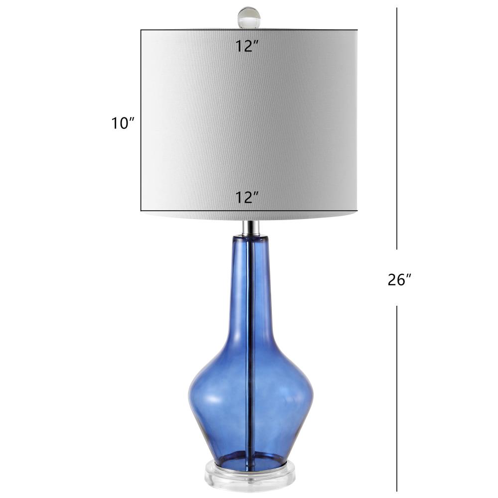 Velor Blue Glass 24-inch Table Lamp Set with White Shade