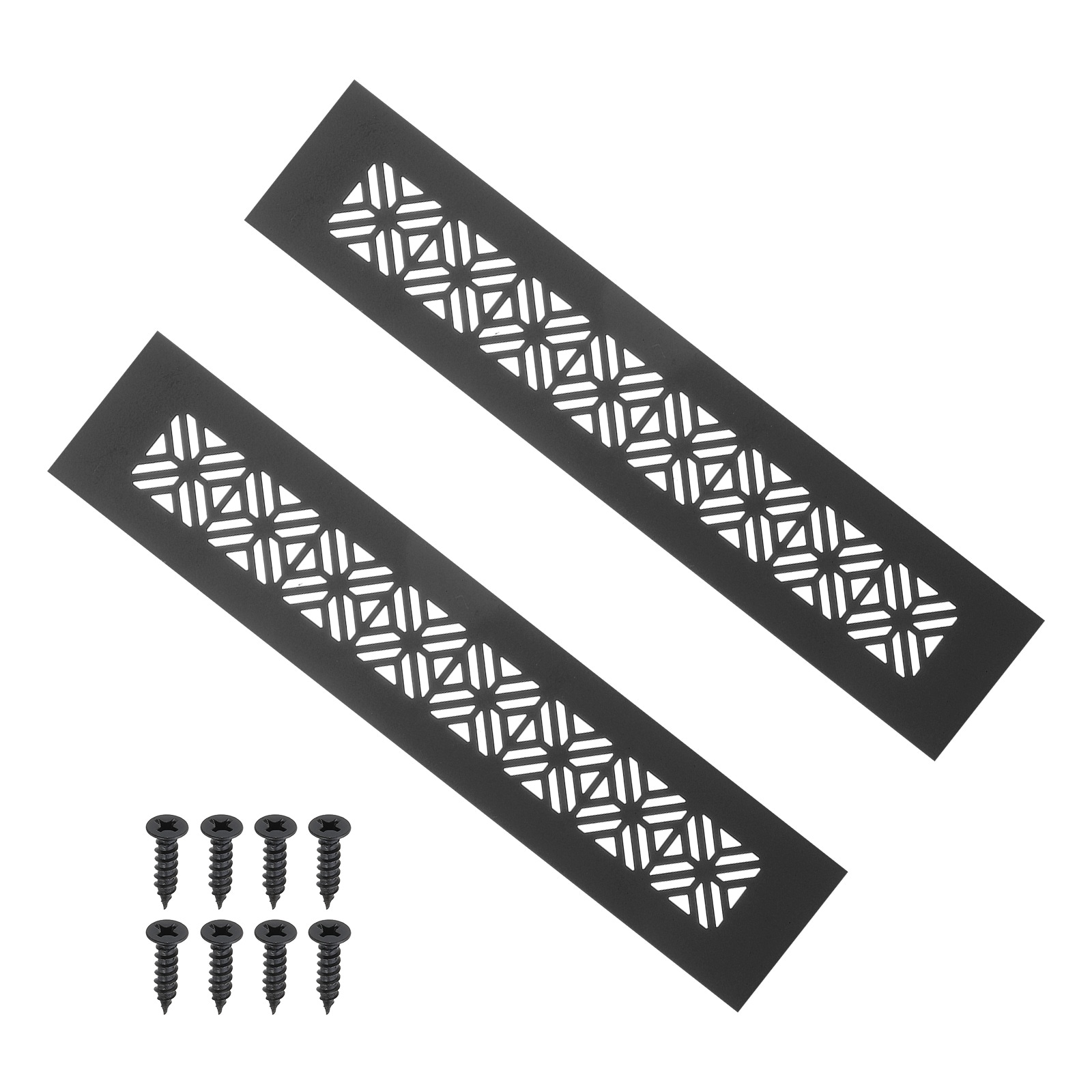 PATIKIL 10 x 2inch Door Air Vent Cover 2pcs Heavy Duty Aluminum Grille Ventilation Cover Louvered with Mounting Screws for Cabinet Wardrobe Door Black #S26042300UX4666