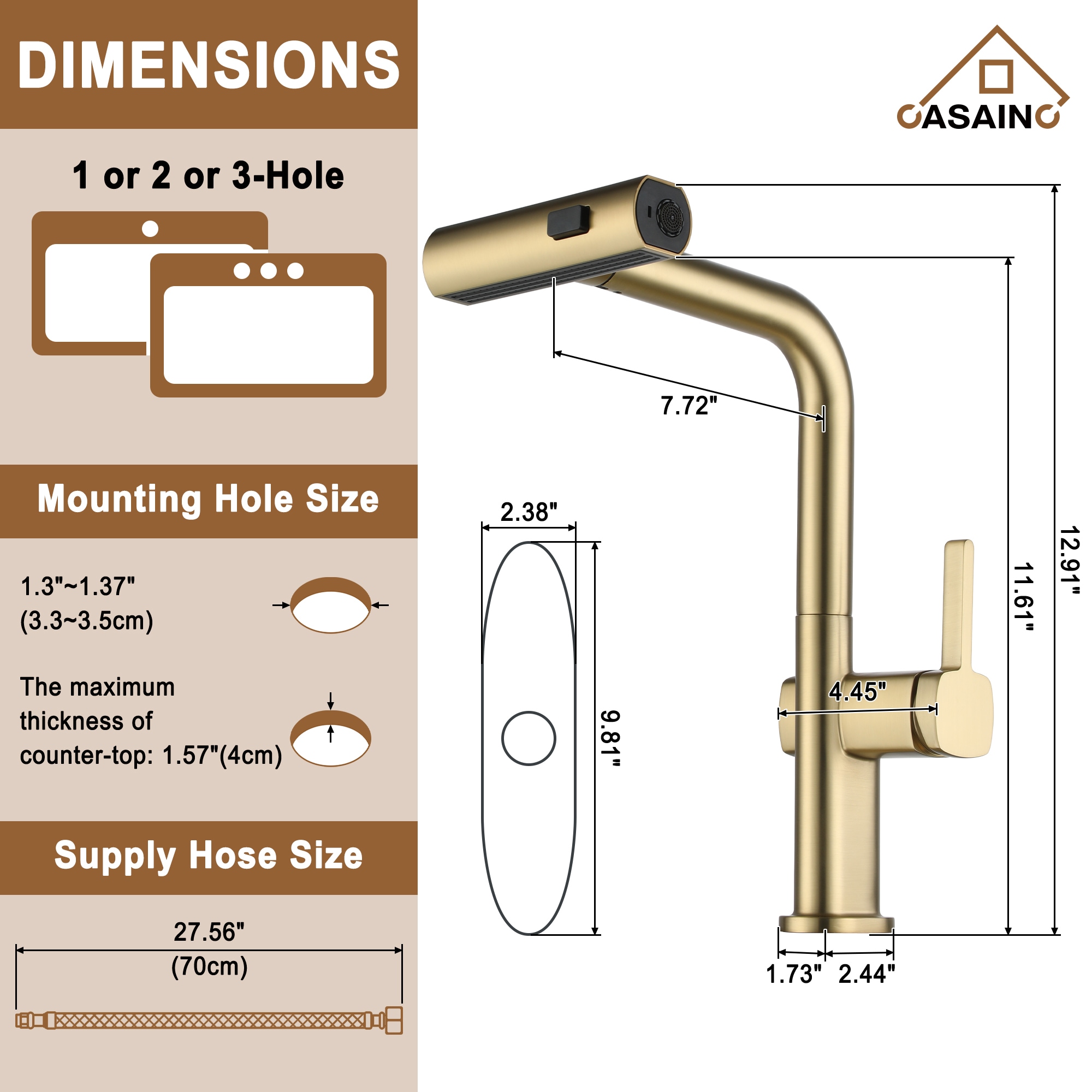CASAINC KCLT0060BG Kitchen-Faucets - View #3