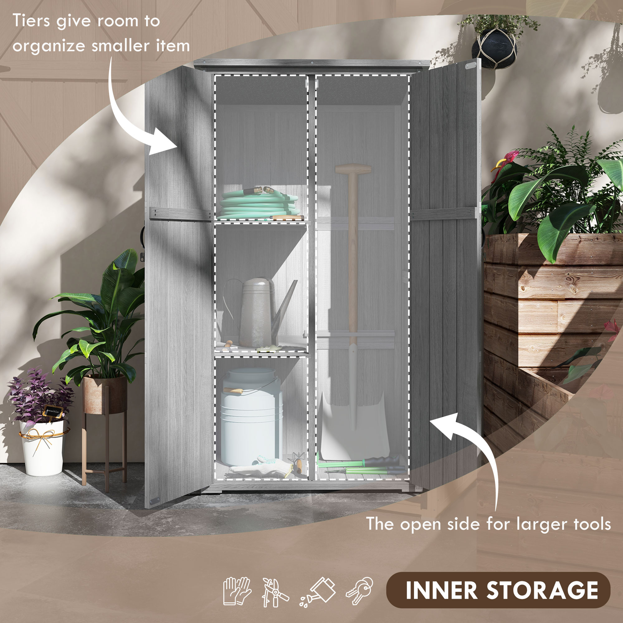 Outsunny 84H-078V00GY Wood-Storage-Buildings - View #4