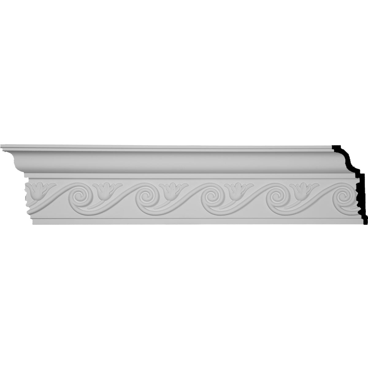 Ekena Millwork 687337 Floral 7-in x 7-ft 10-1/2-in Primed Urethane Crown Moulding 12 -Pack