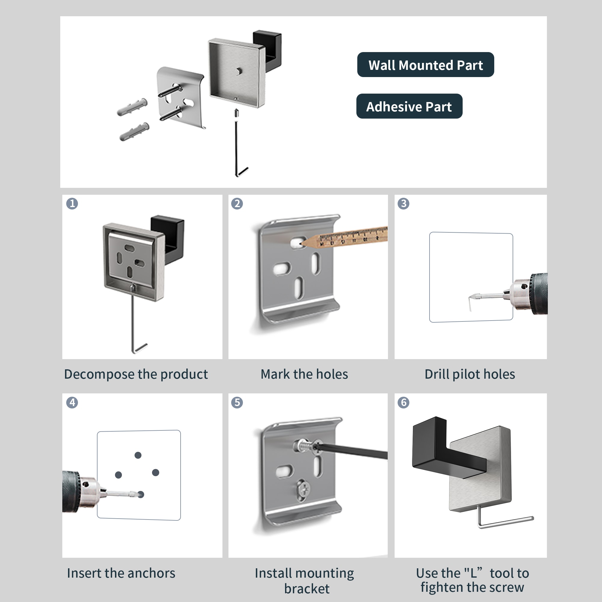 FORIOUS LL19002BL5A Decorative-Bath-Hardware-Kits - View #11