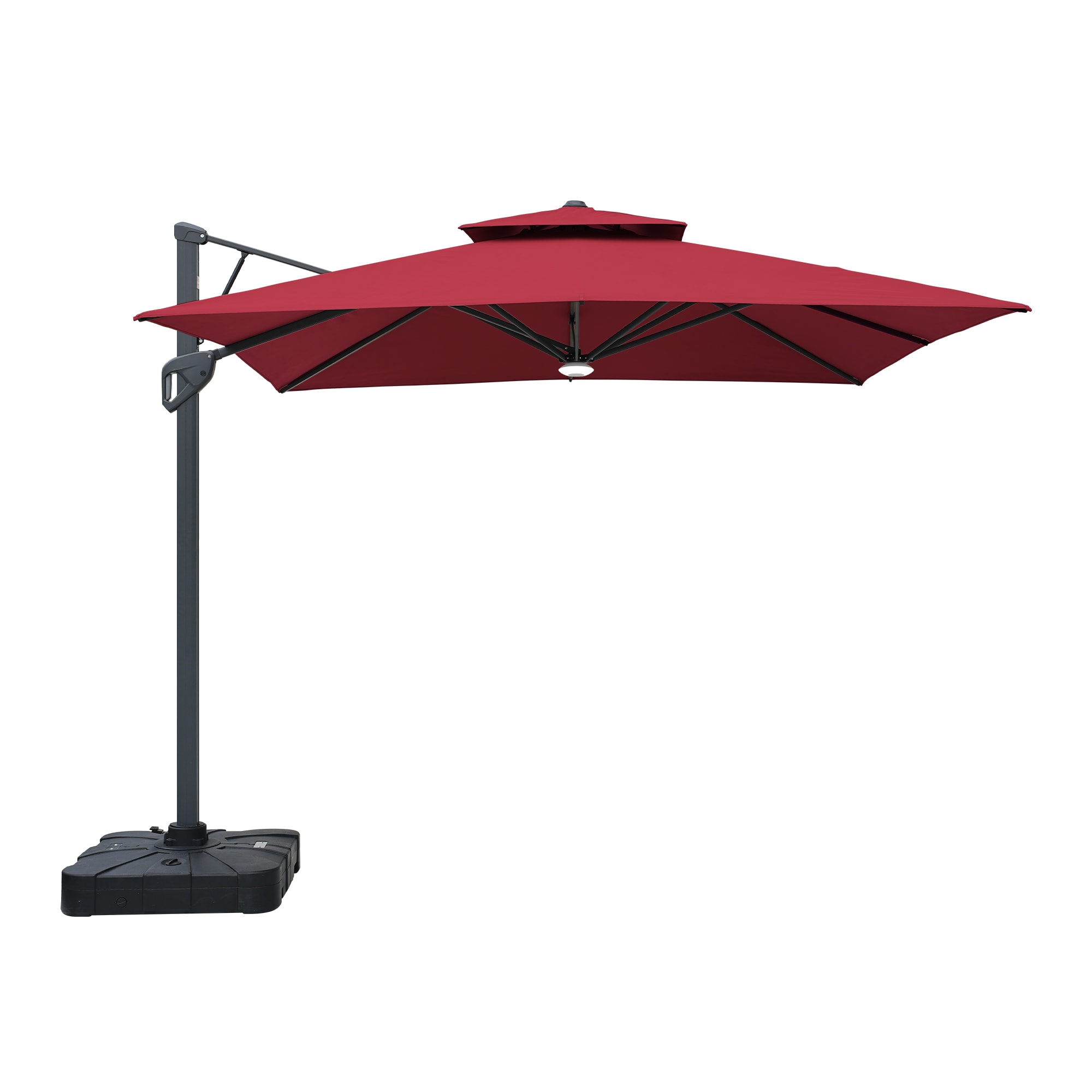 10-ft Red Cantilever Patio Umbrella with Umbrella Base Lighted Patio ...