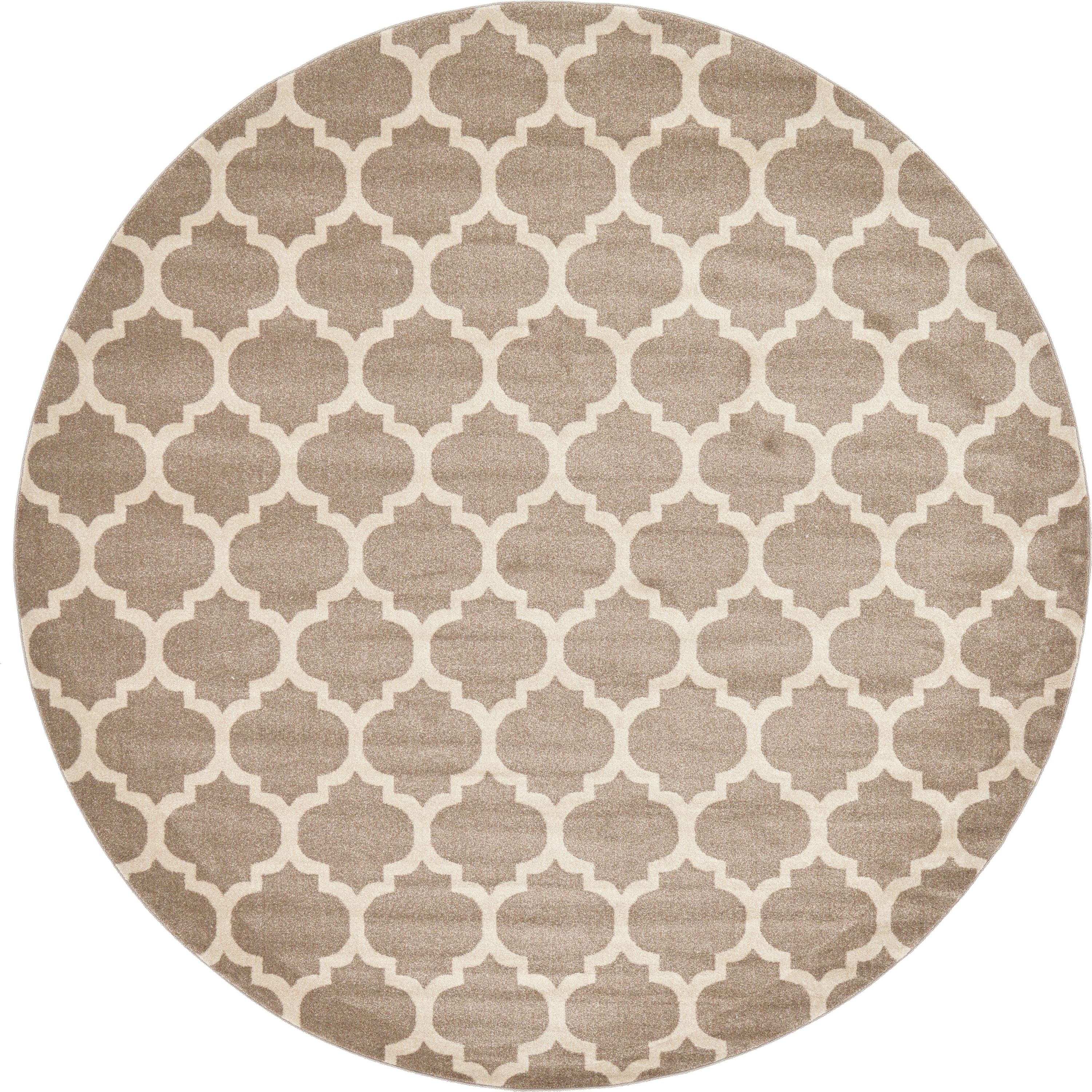 Unique Loom 3128543 Philadelphia Trellis 10 x 10 (ft) Loomed Polypropylene Light Brown/Beige Round Indoor Geometric Industrial Area rug
