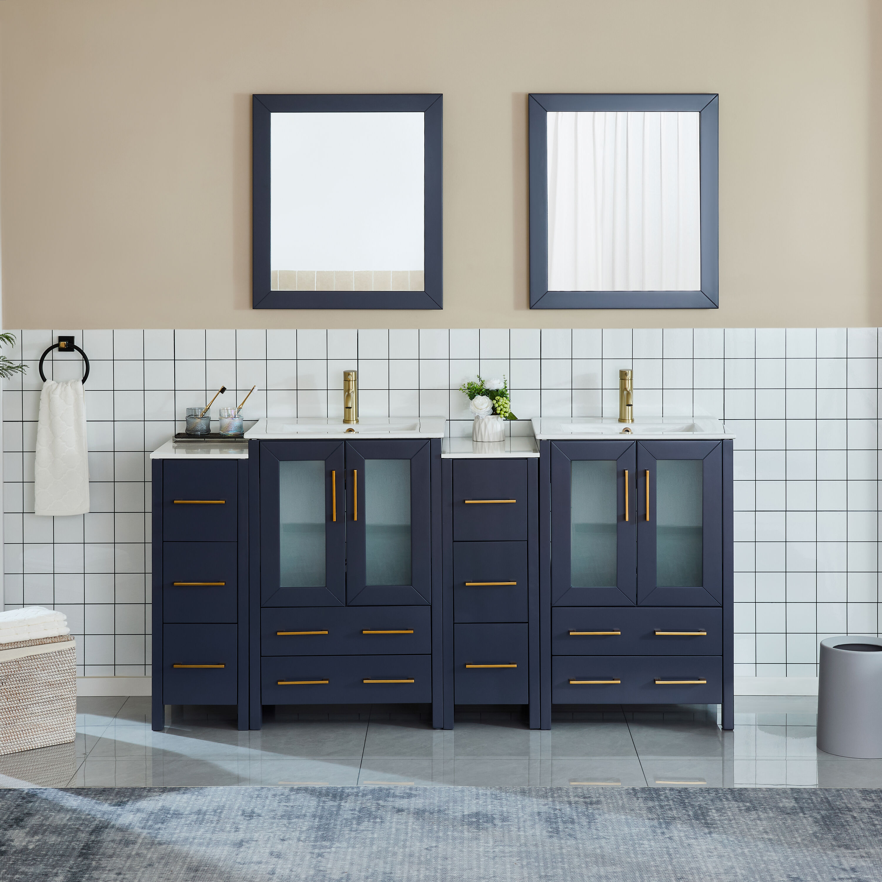 Vanity Art Brescia 72-in Blue Undermount Double Sink Bathroom Vanity ...