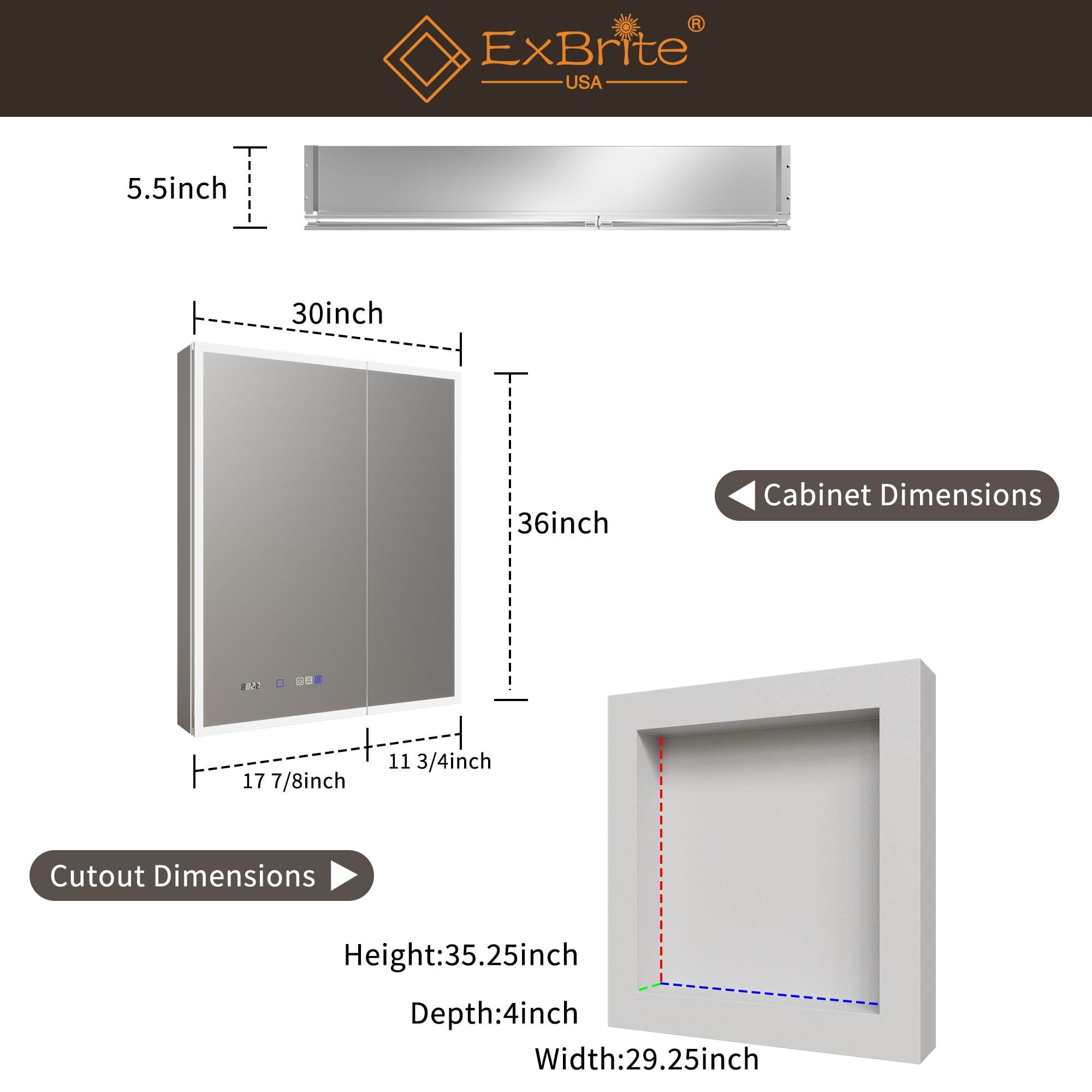 ExBrite MC4836V11TX Bathroom-Medicine-Cabinets - View #2