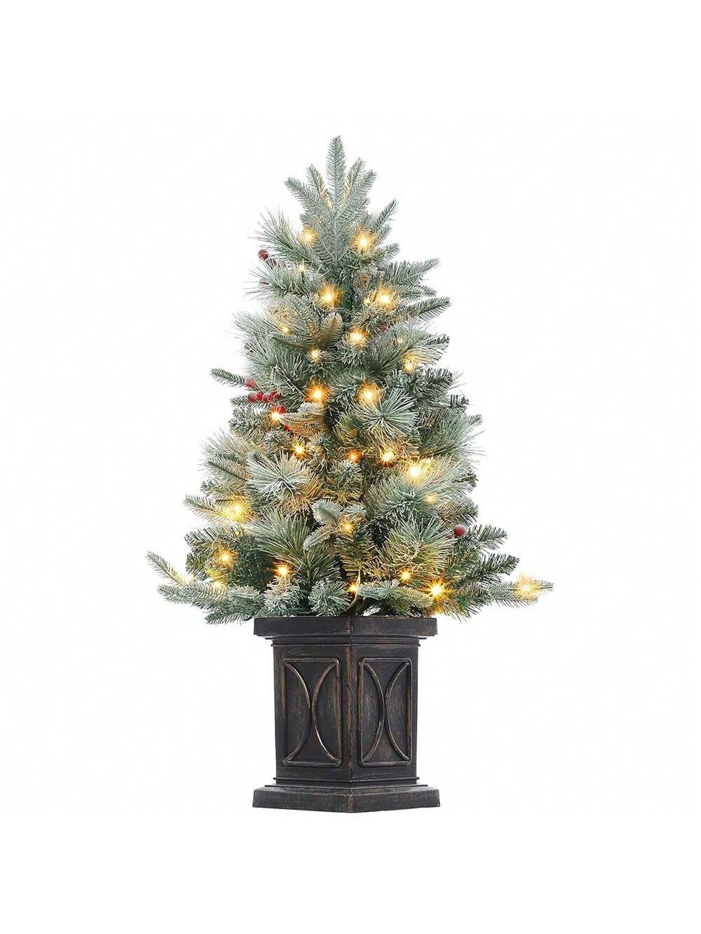 Qeetex PHO-0WIHOPF9-HF4 3 Ft Pre-Lit Christmas Tree. Christmas Tree With 78 Battery-Powered Led Lights. Artificial Christmas Tree With Potted Base. Ideal For Christmas Celebrations