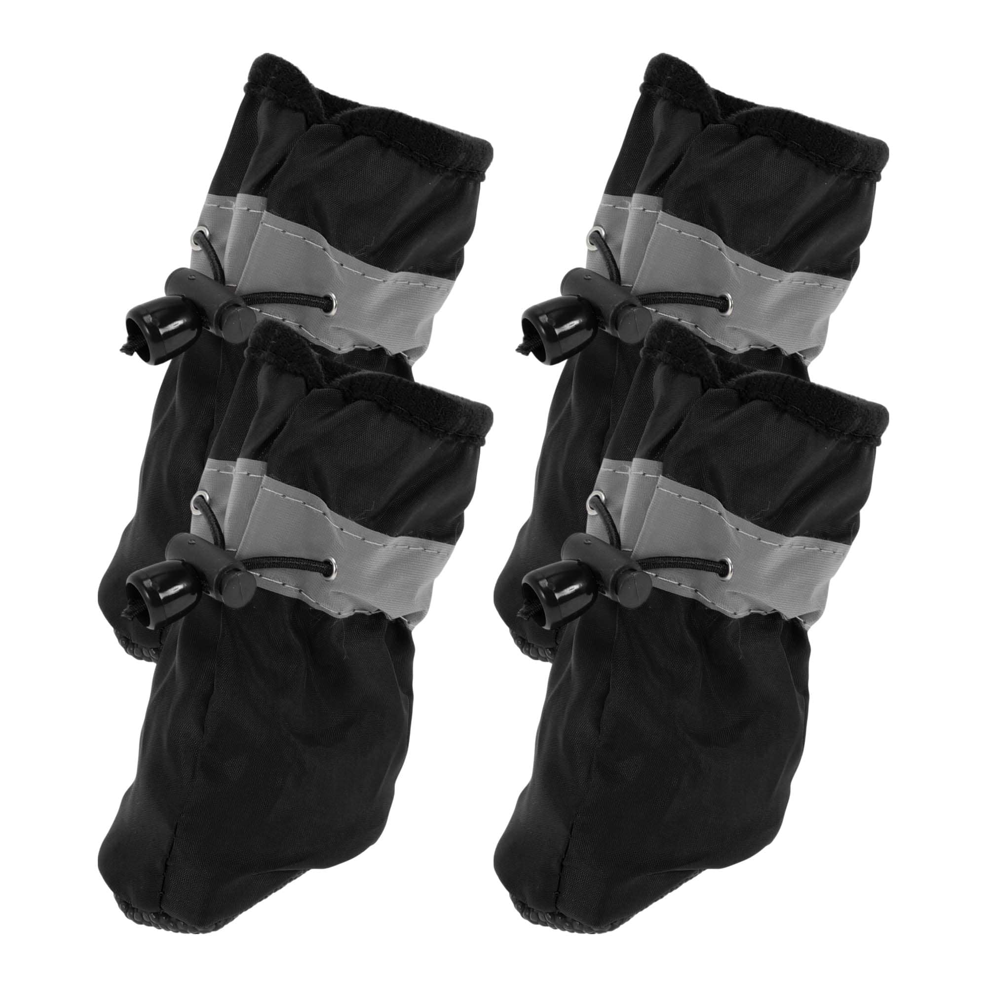 Unique Bargains Pack of 4 Paw Protection for Dogs Paw Protection Dog Damage Waterproof Socks Dog Shoes with Adjustable Straps Indoor Outdoor Size 1 Black