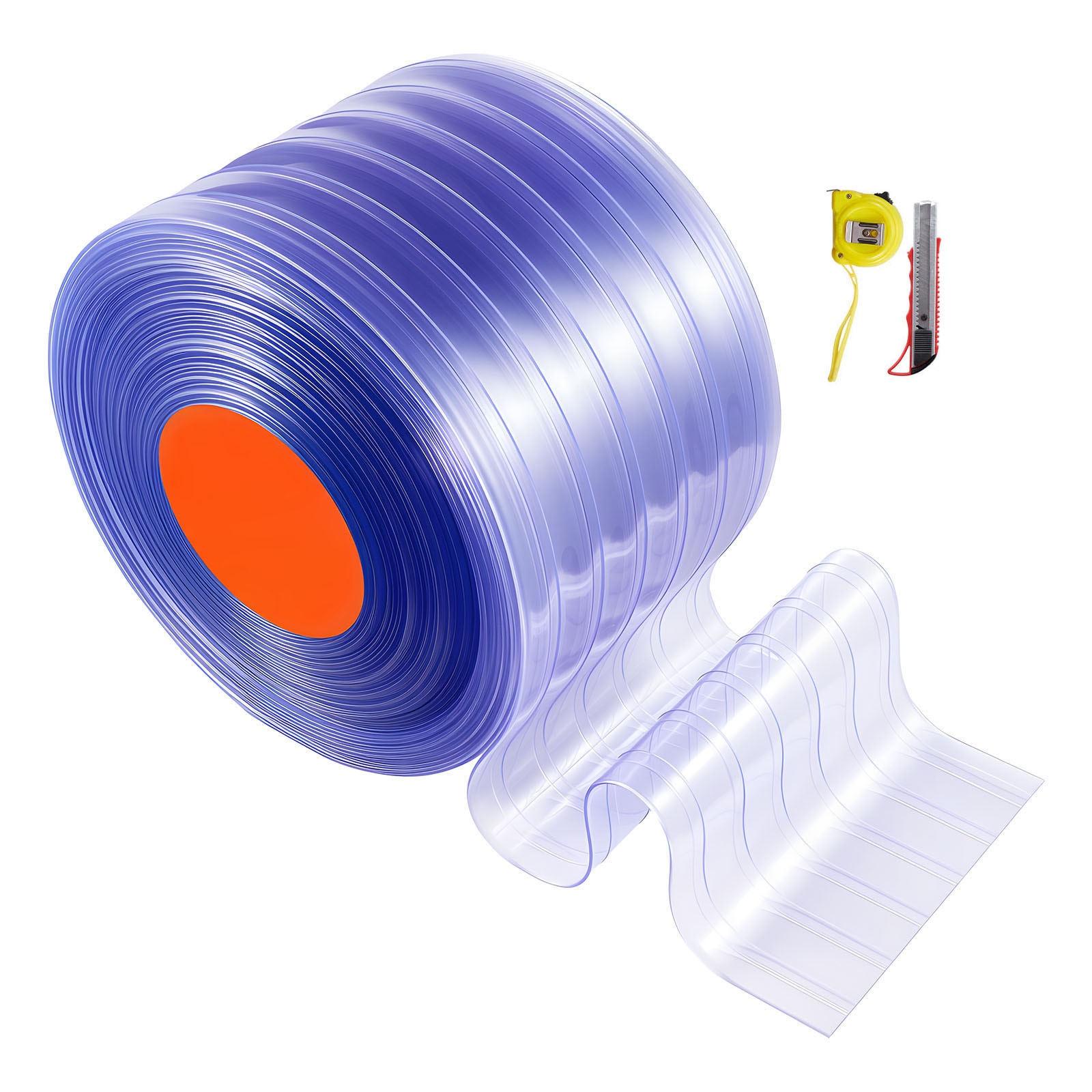 GIVIMO Clear PVC Strip Curtain 150-ft x 12-in Ribbed Plastic Door Strip Bulk Roll Walk in Freezer Cooler Curtain Strips for Doorways of Supermarket Garage Warehouse Pet House