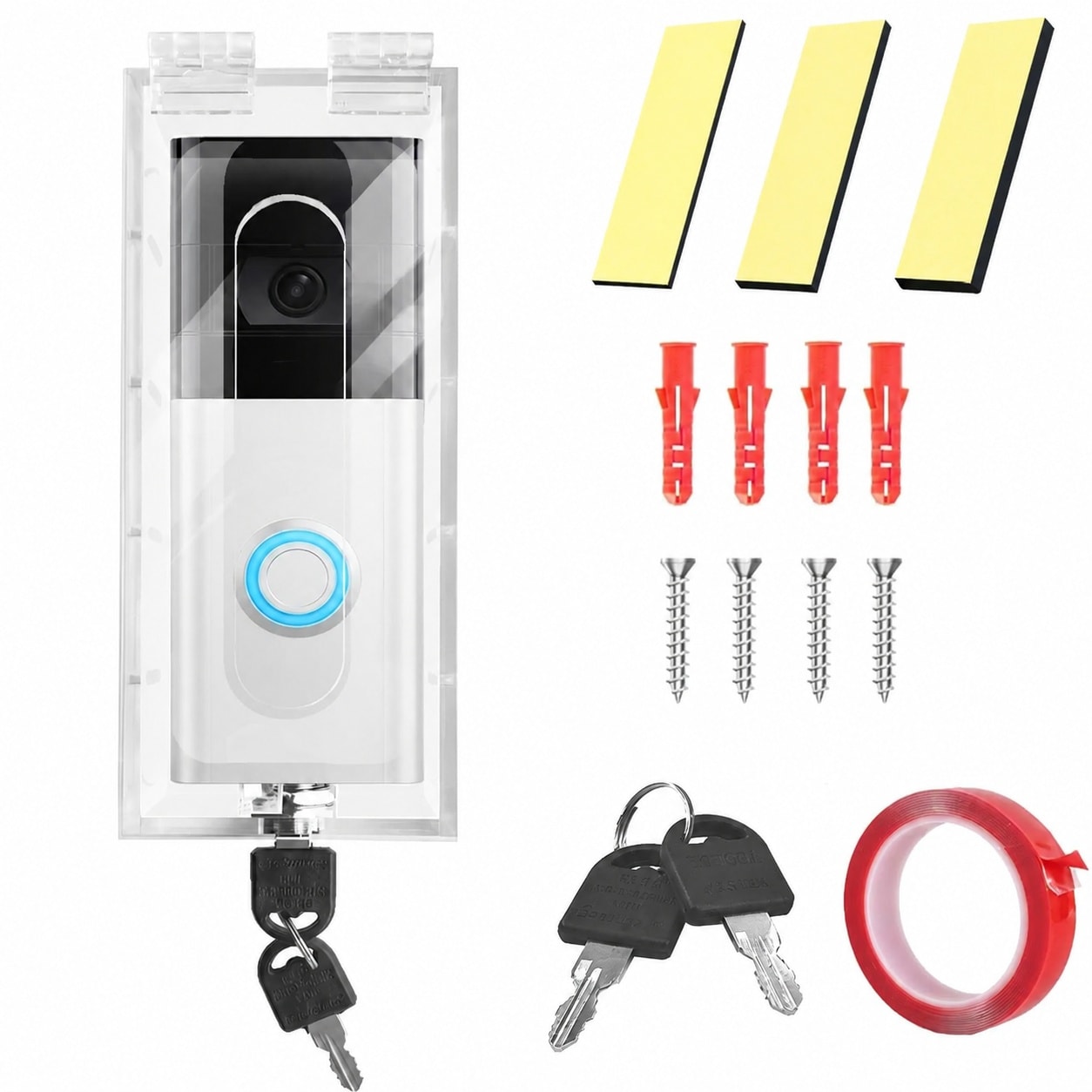 Adrinfly  Anti Theft Video Doorbell Mount Key Lock Box Highly Transparent Fits Doorbell 2.5 in Wide 6 in High 1.4 in Thick
