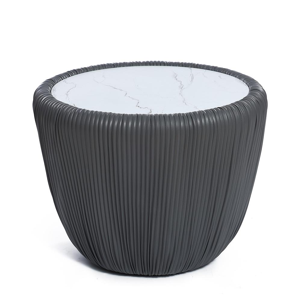 LuxenHome WHIF1816-GY 19.69-in W x 15.75-in H Gray Wood Round Modern End Table