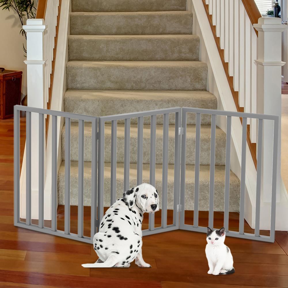 Pet Pal Freestanding Expandable Gray Wood Pet Gate in the Pet Gates  department at
