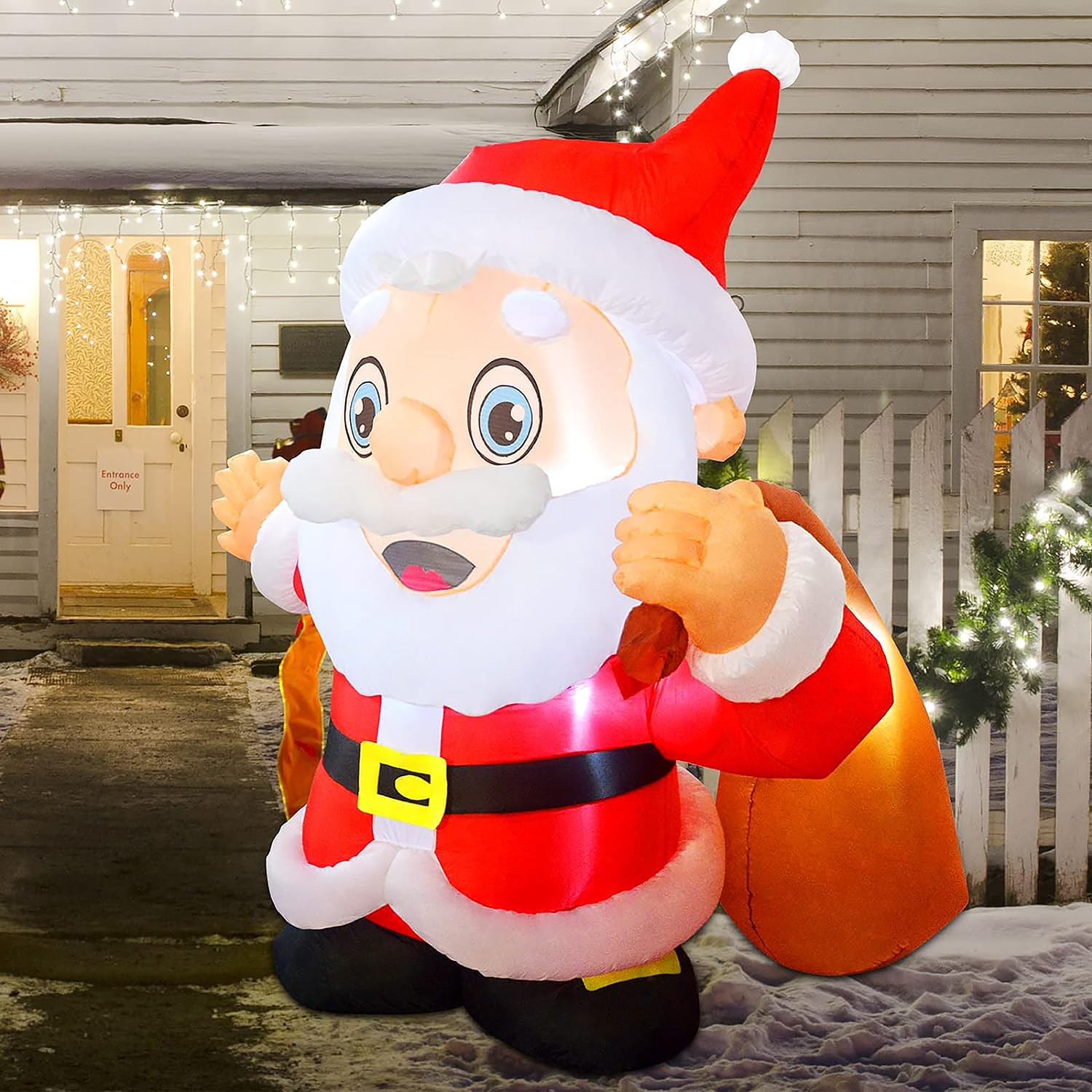 GOOSH 6.5-ft Lighted Santa Christmas Inflatable In The Christmas ...