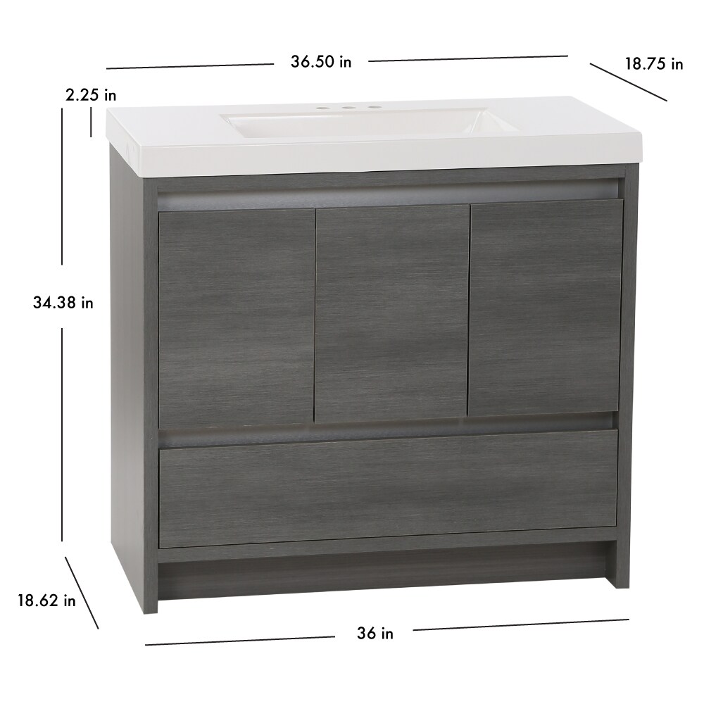 Diamond NOW Quinn 36-in Phantom Gray Woodgrain Single Sink Bathroom ...