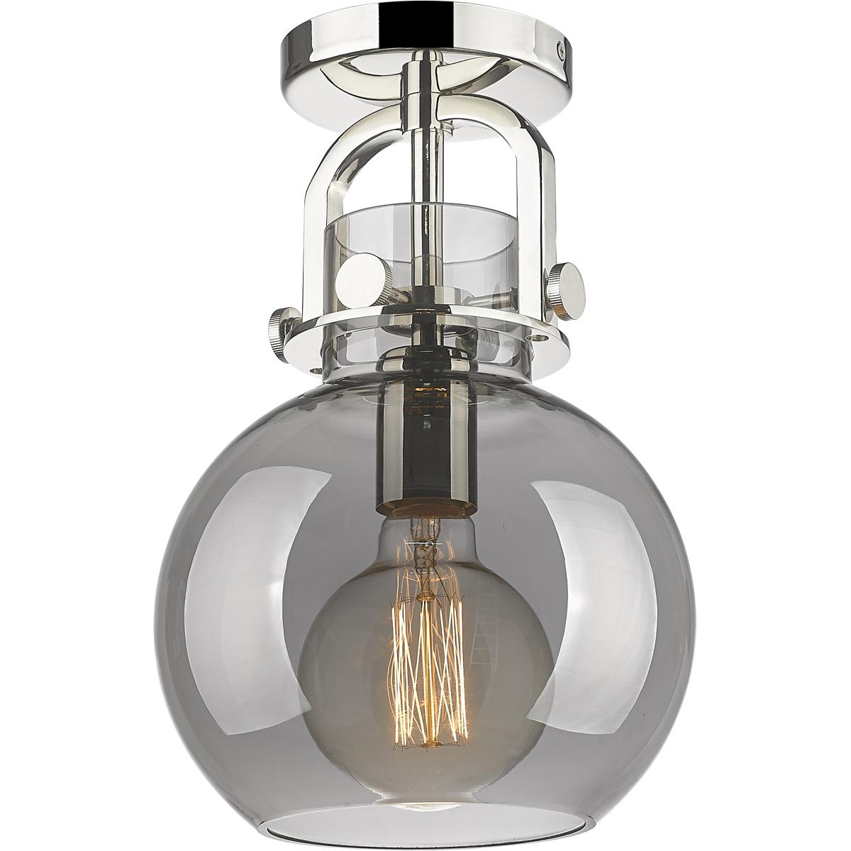 Innovations Lighting -  410-1F-PN-G410-8SM Newton Sphere Flush Mount Polished Nickel