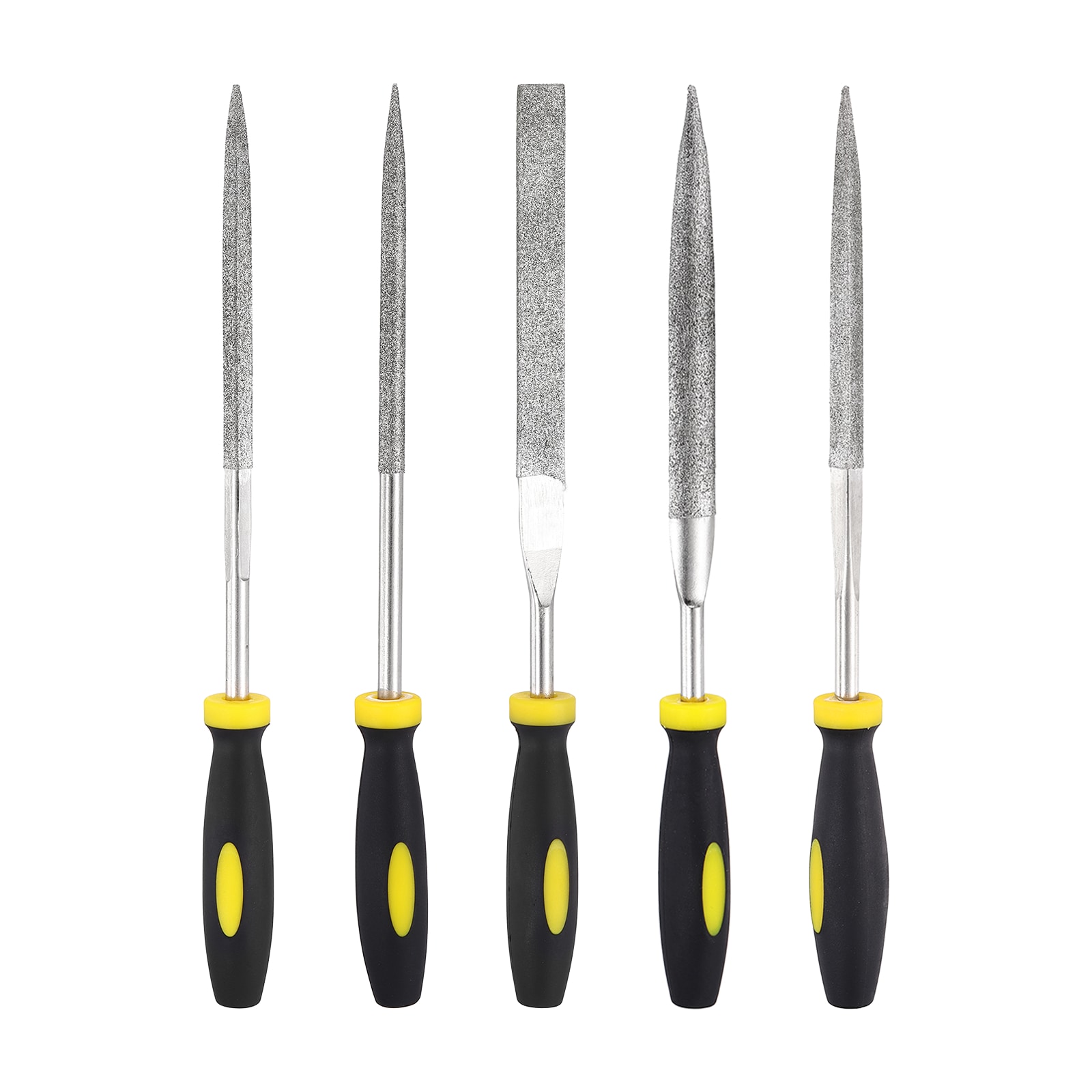 Harfington 5pcs Diamond File Set 5 x 175mm 120 Grit Diamond Needle Files for Metal Glass Wood Stone Grinding Polishing Engraving #S26072900UX1551