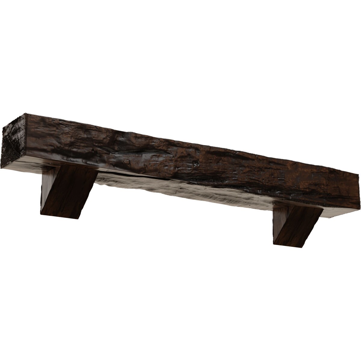 Ekena Millwork MANURW08X12X84BKZD 84-in W x 8-in H x 12-in D Aged (Premium) Hollow Urethane Rustic Fireplace Mantel