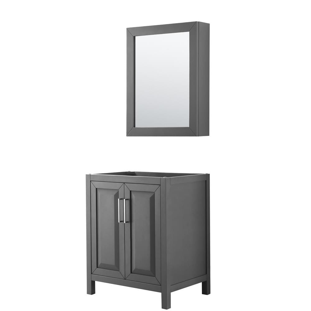 Wyndham Collection WCV252530SKGCXSXXMED Daria 30-in Dark Gray with Polished Chrome Trim (Mirror Included) (Medicine Cabinet Included)